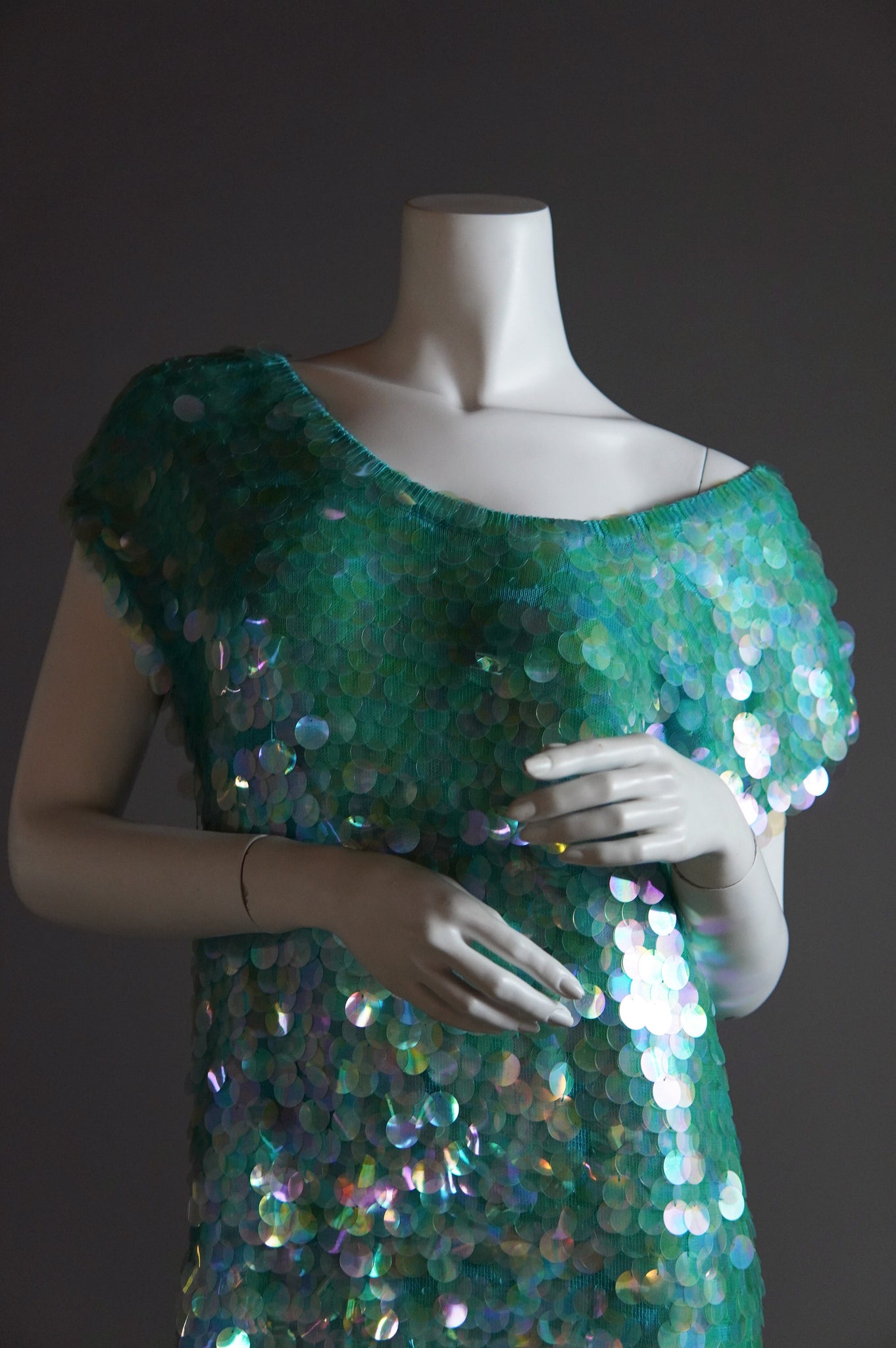 1980s Norma Kamali dress with large paillettes - O/S