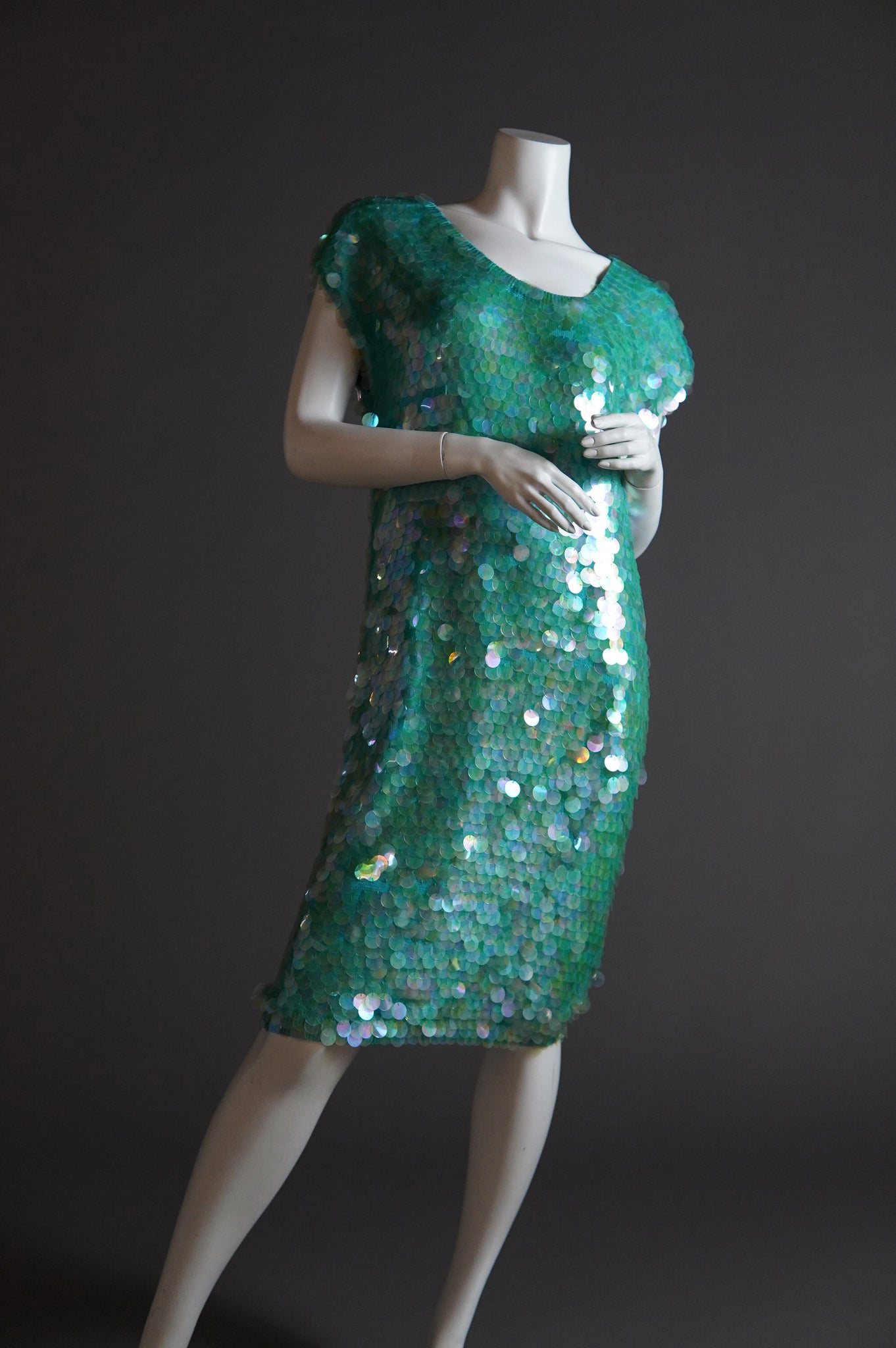 1980s Norma Kamali dress with large paillettes - O/S