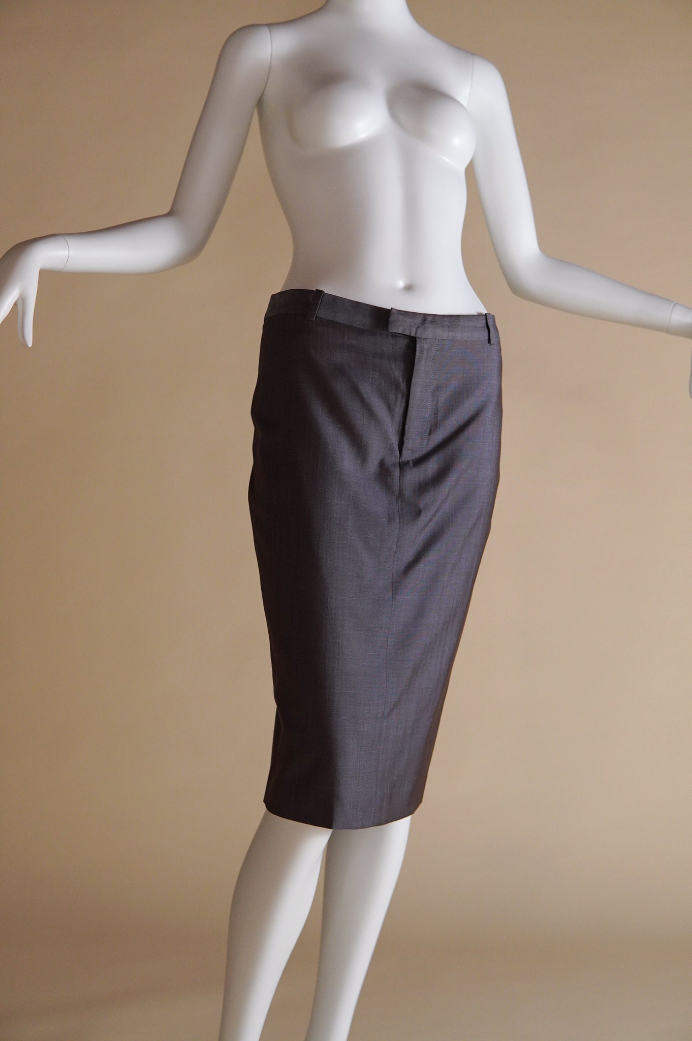 S/S 1998 Gucci by Tom Ford runway mauve iridescent low waist pencil skirt - XS