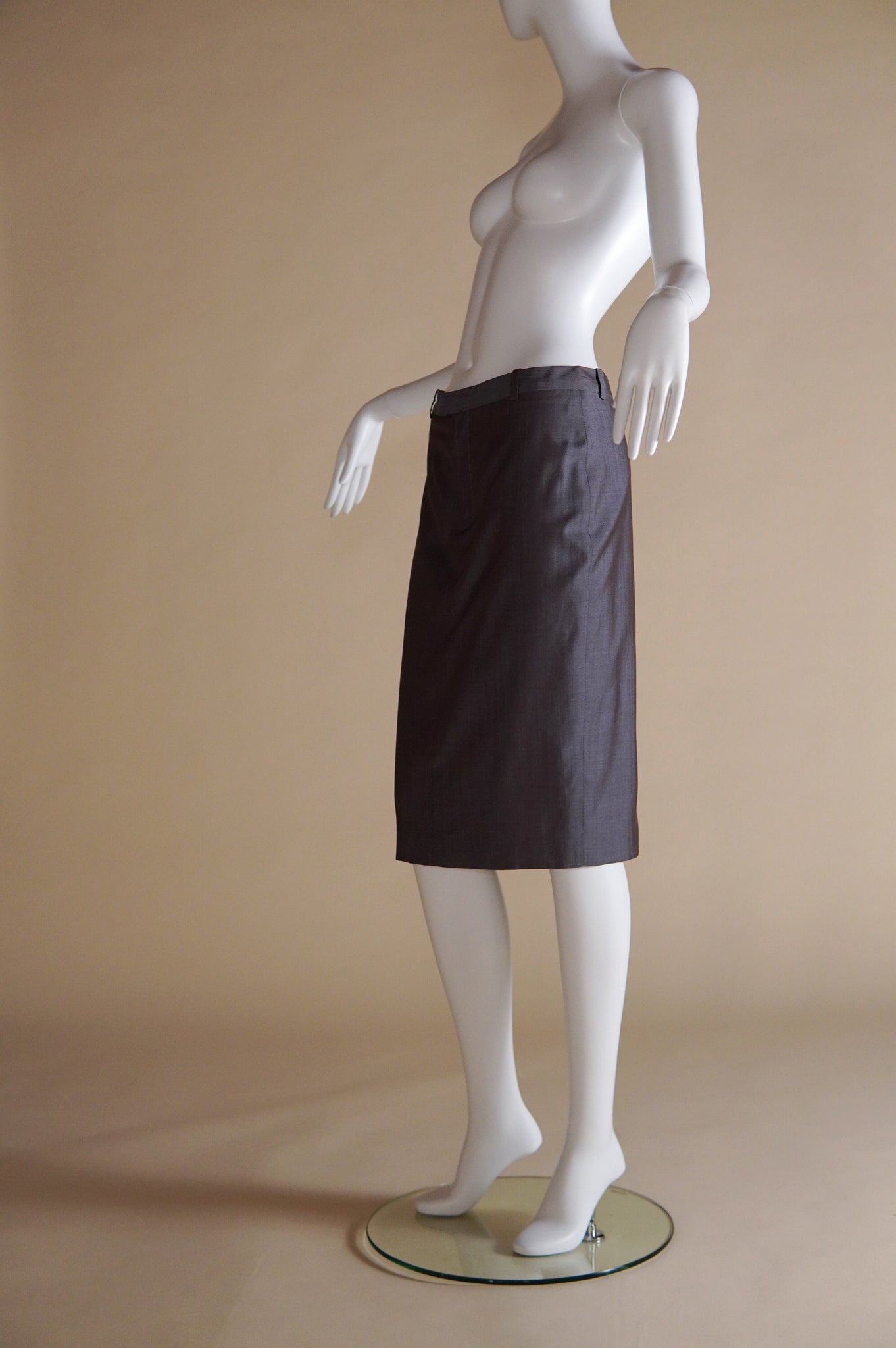 S/S 1998 Gucci by Tom Ford runway mauve iridescent low waist pencil skirt - XS