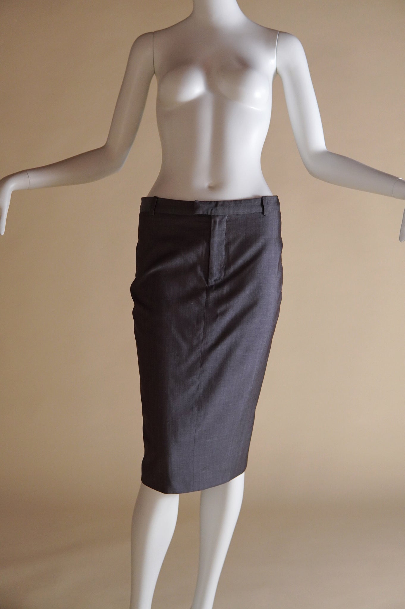 S/S 1998 Gucci by Tom Ford runway mauve iridescent low waist pencil skirt - XS