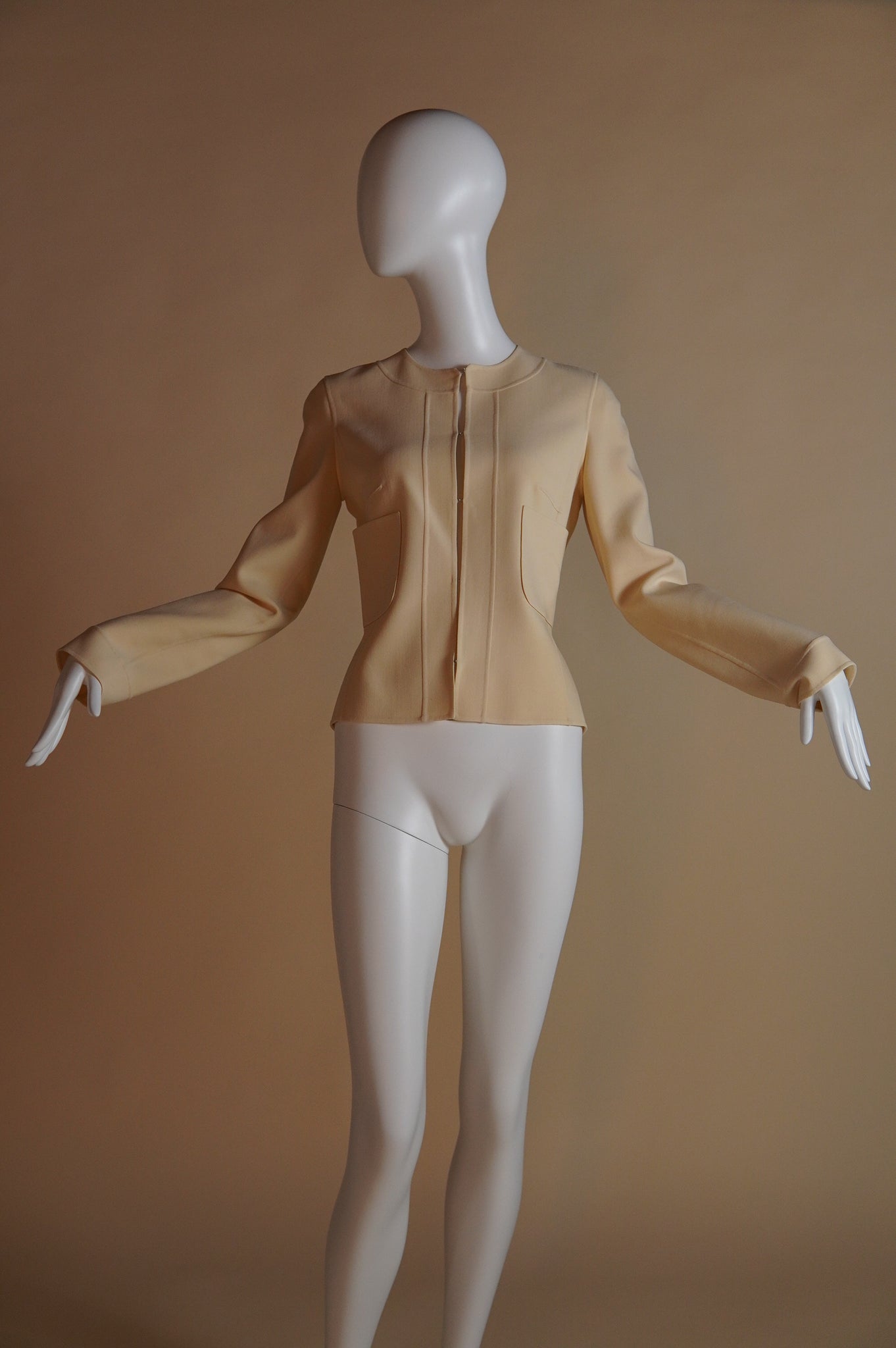 Celine hook and eye knit jacket in creamy butter yellow - XS/S