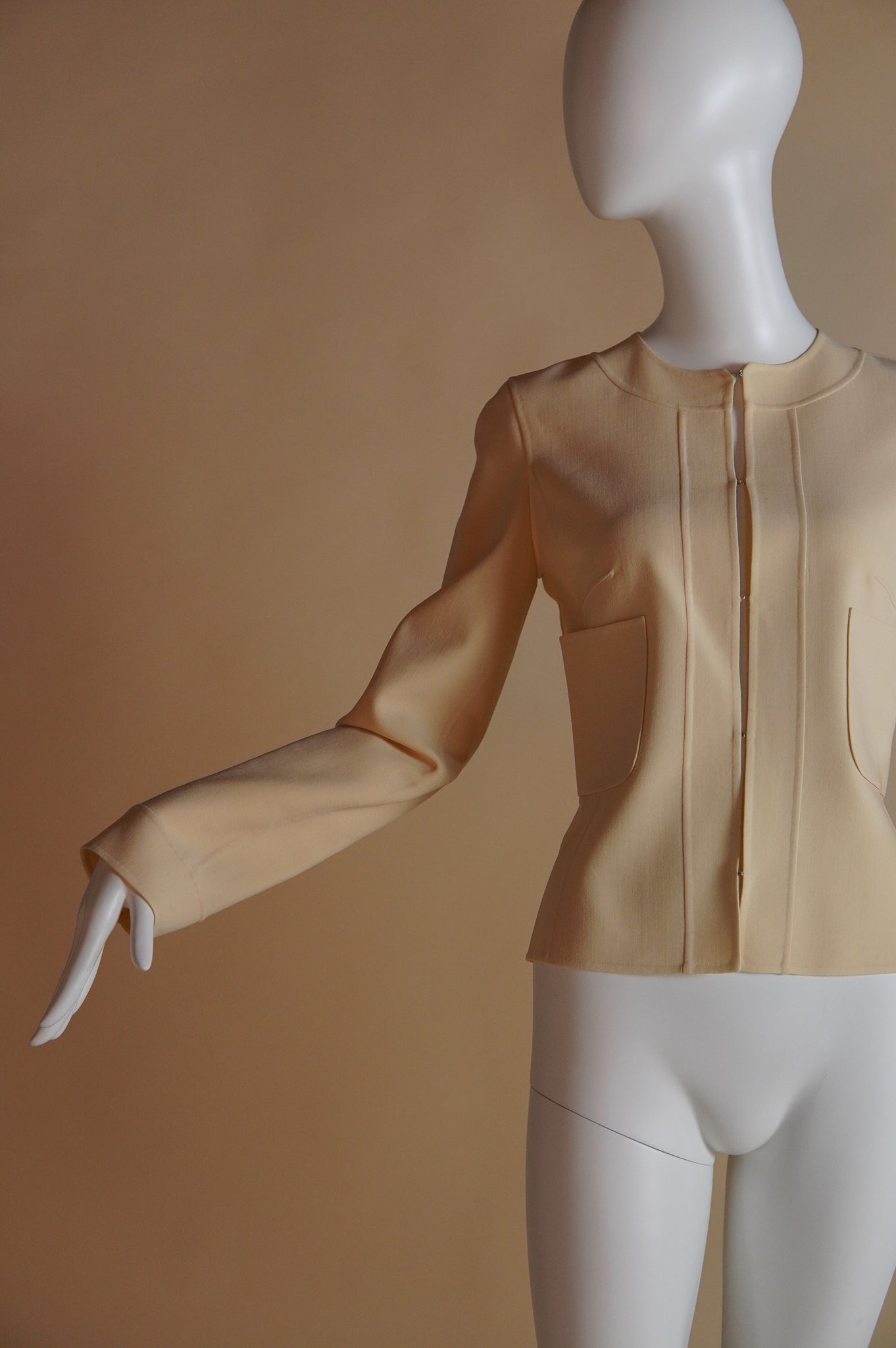 Celine hook and eye knit jacket in creamy butter yellow - XS/S