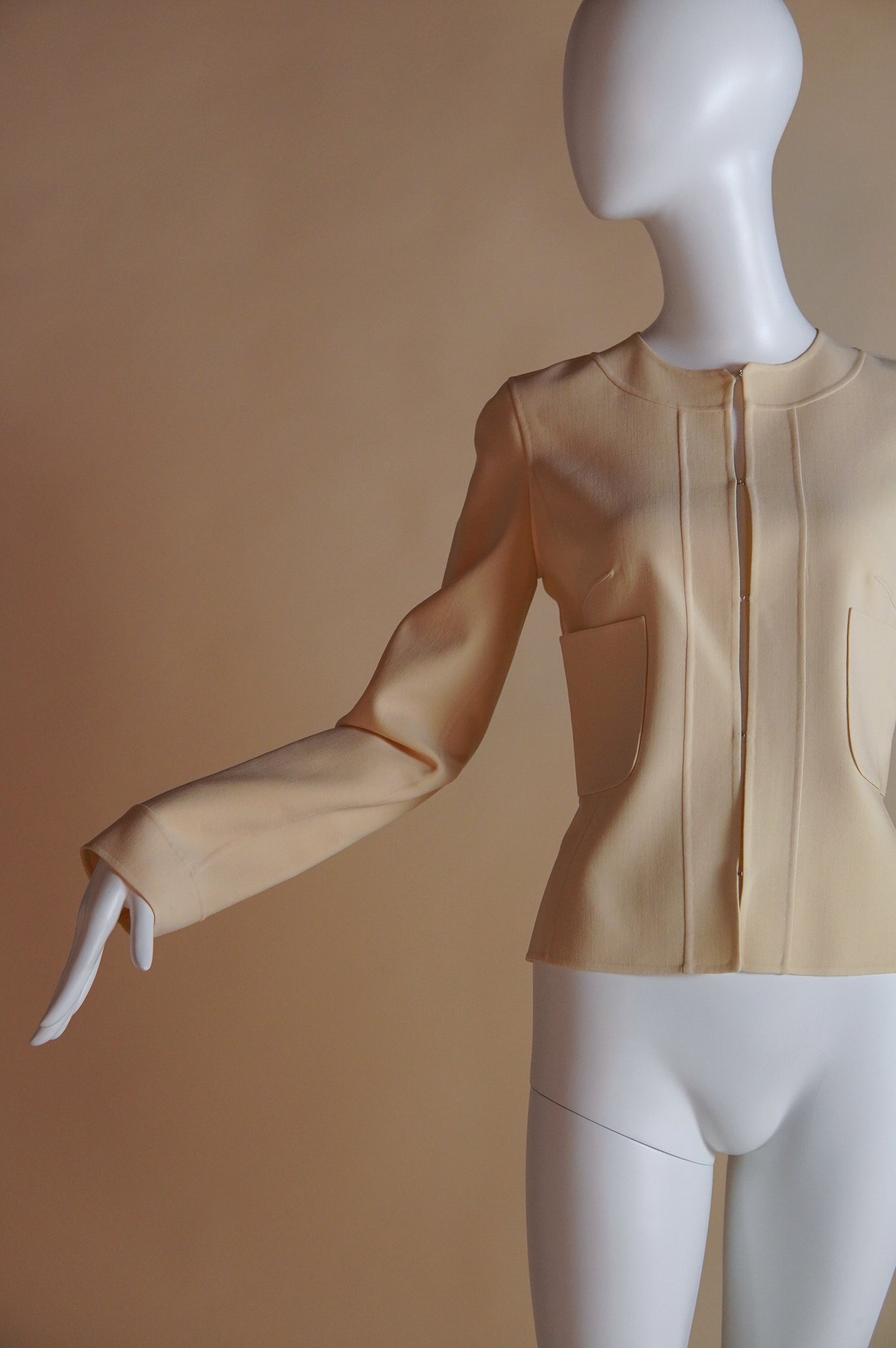 Celine hook and eye knit jacket in creamy butter yellow - XS/S