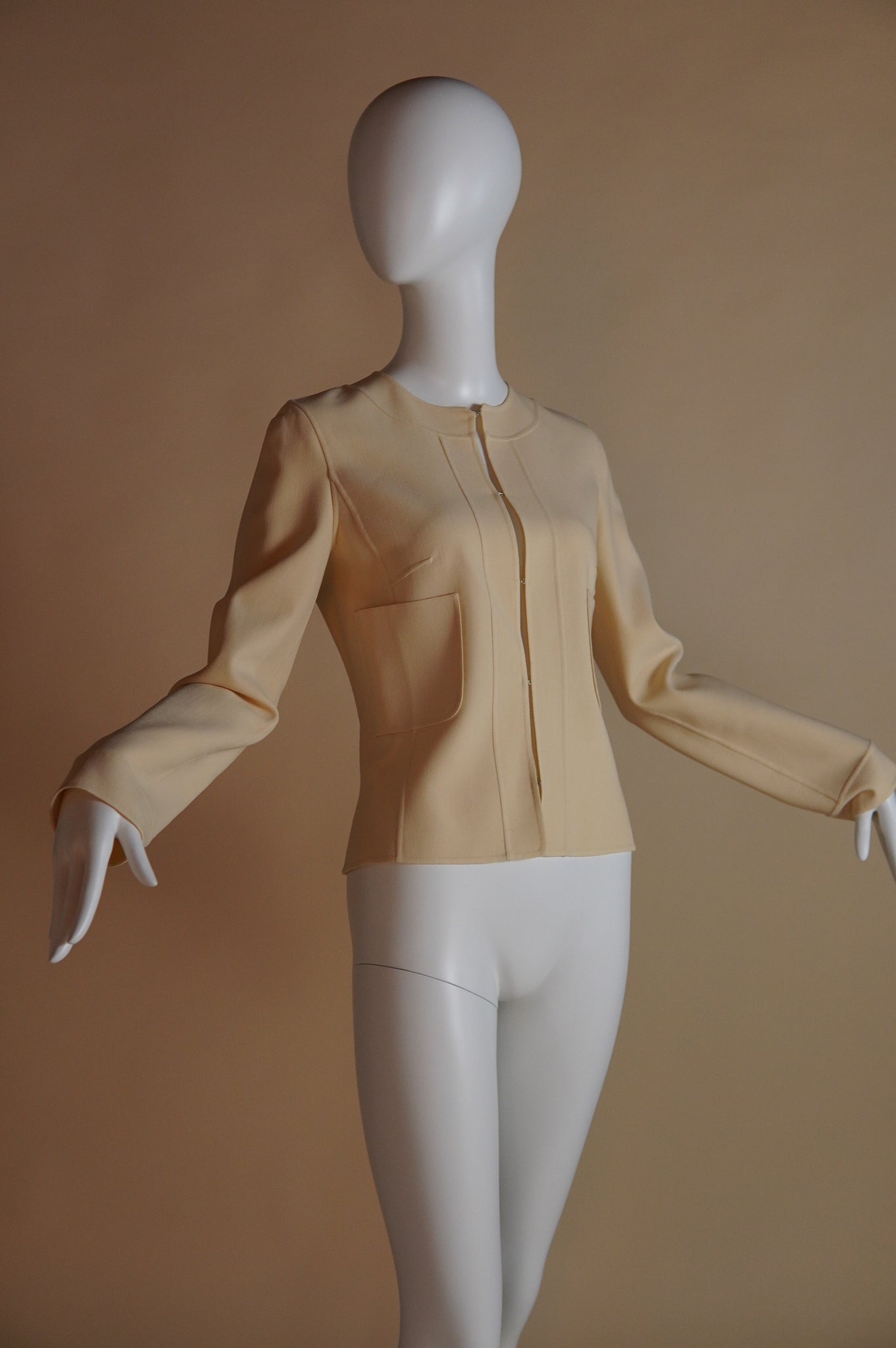 Celine hook and eye knit jacket in creamy butter yellow - XS/S