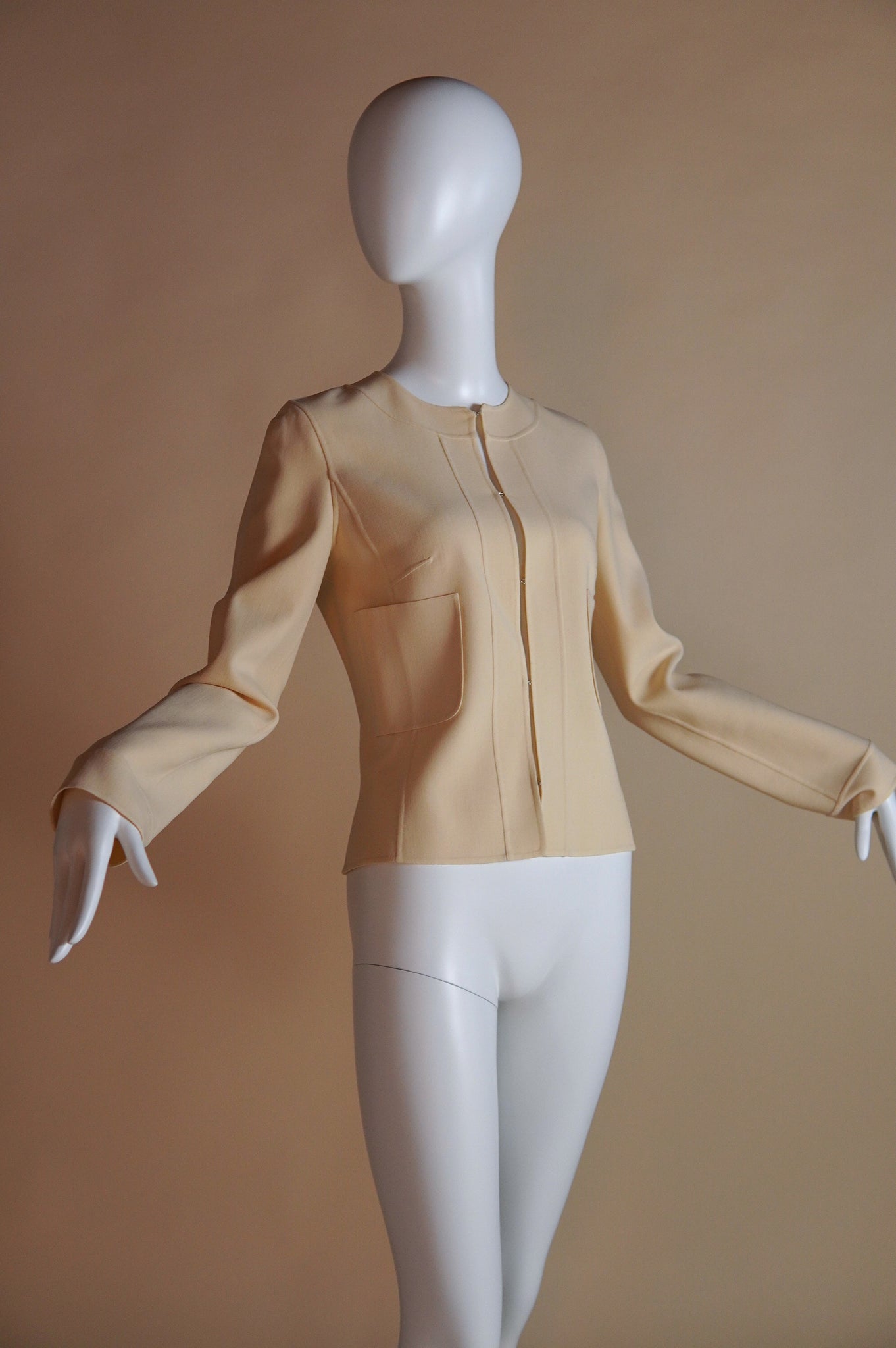 Celine hook and eye knit jacket in creamy butter yellow - XS/S