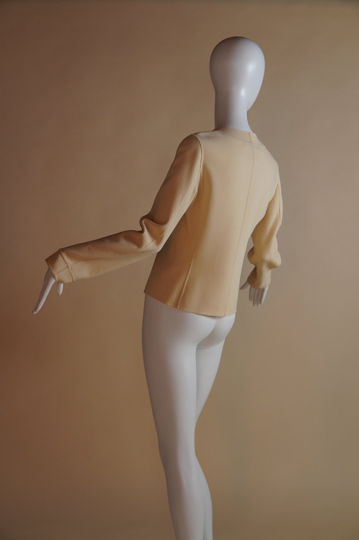 Celine hook and eye knit jacket in creamy butter yellow - XS/S