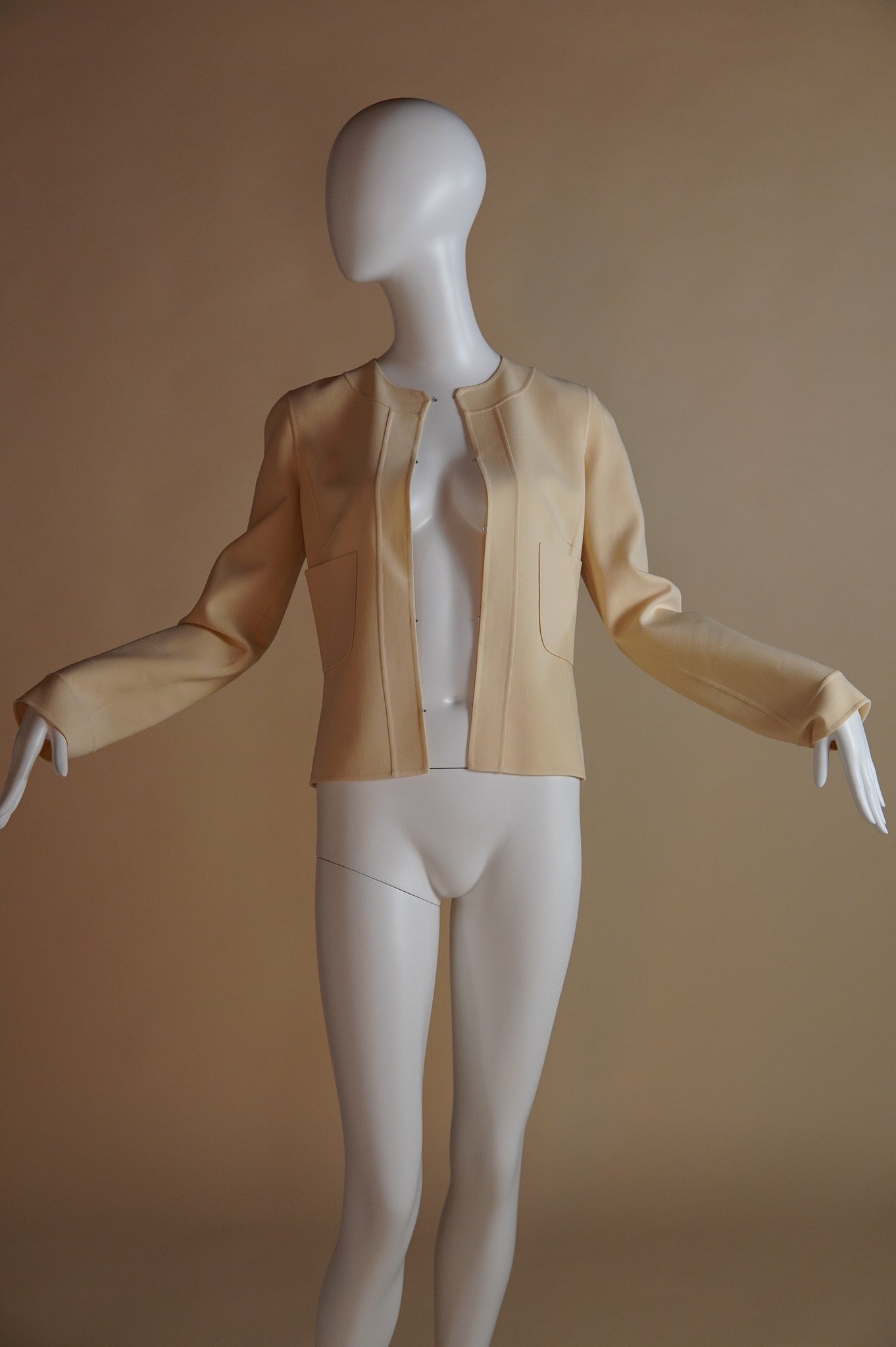 Celine hook and eye knit jacket in creamy butter yellow - XS/S