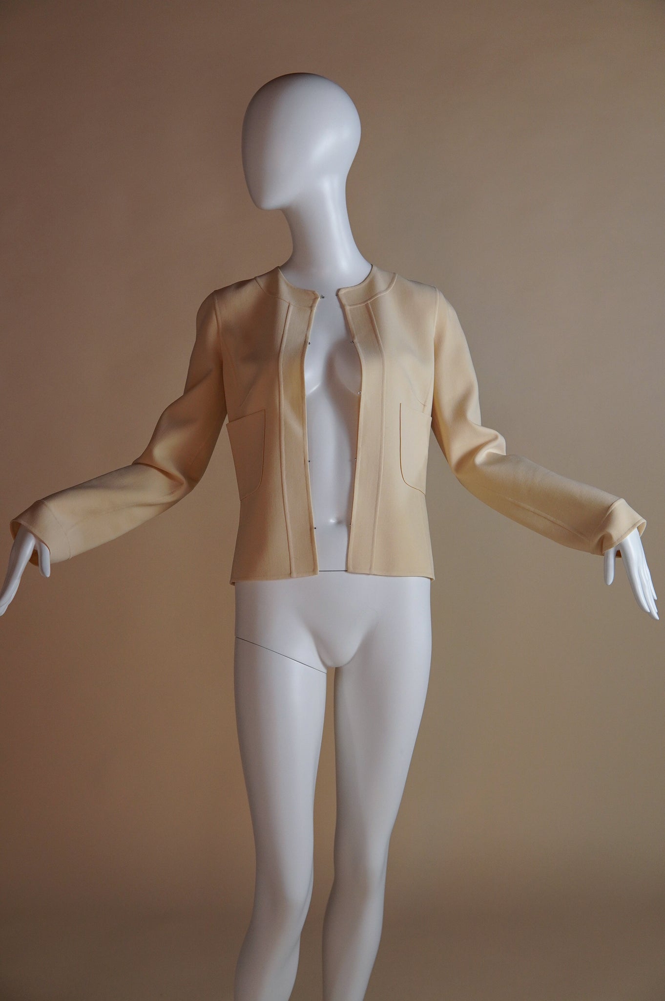 Celine hook and eye knit jacket in creamy butter yellow - XS/S