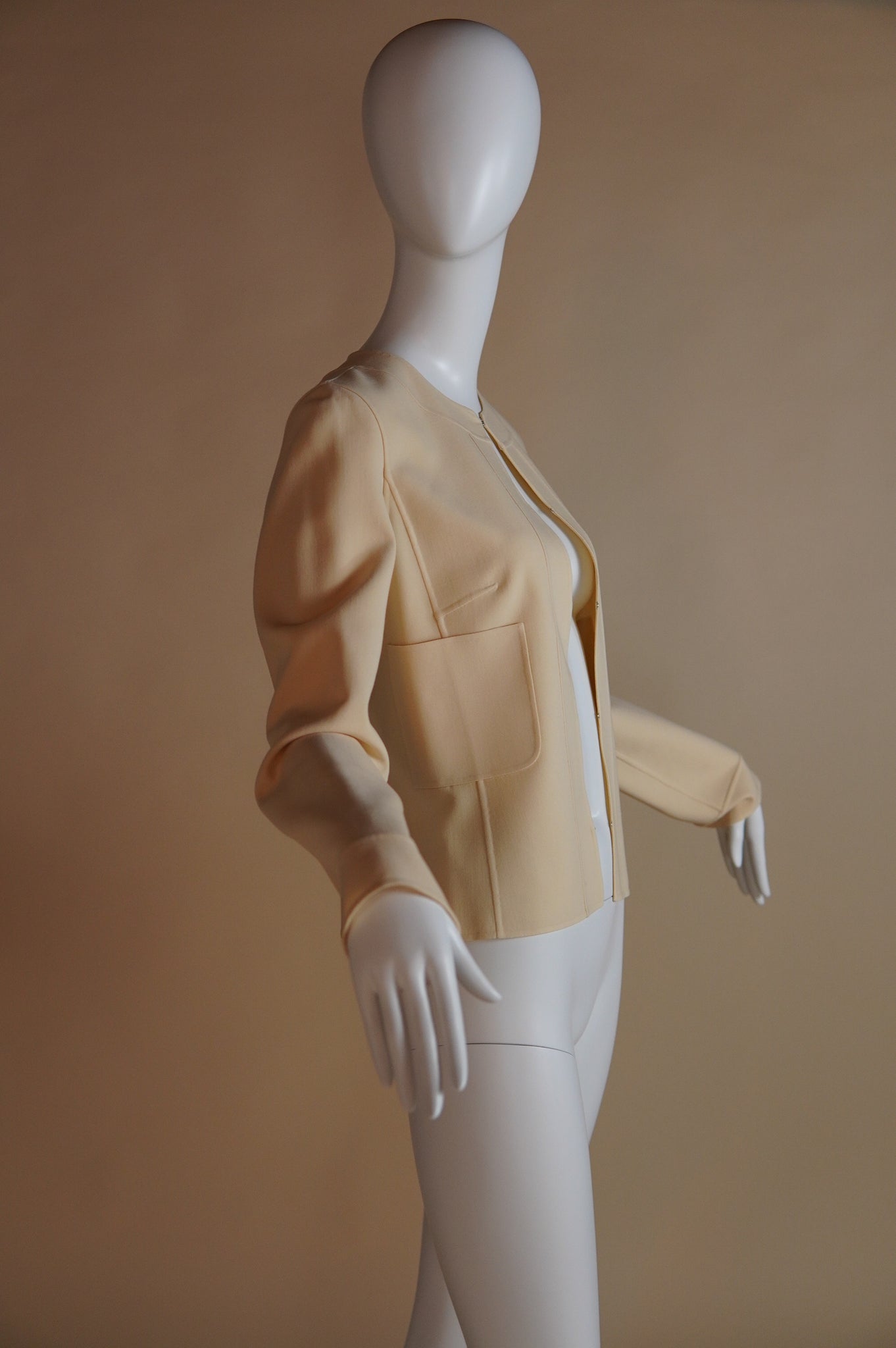 Celine hook and eye knit jacket in creamy butter yellow - XS/S