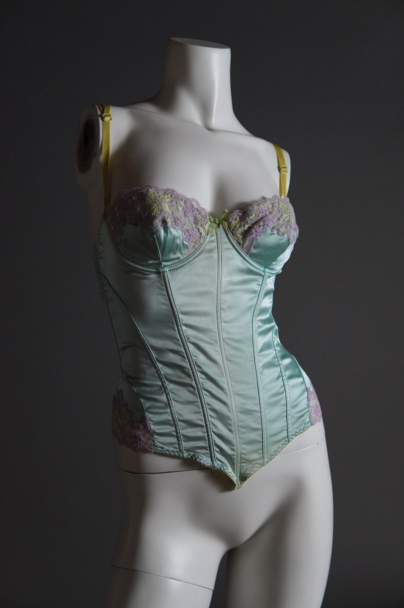 Roberto Cavalli silk boned corset with lace applique - S