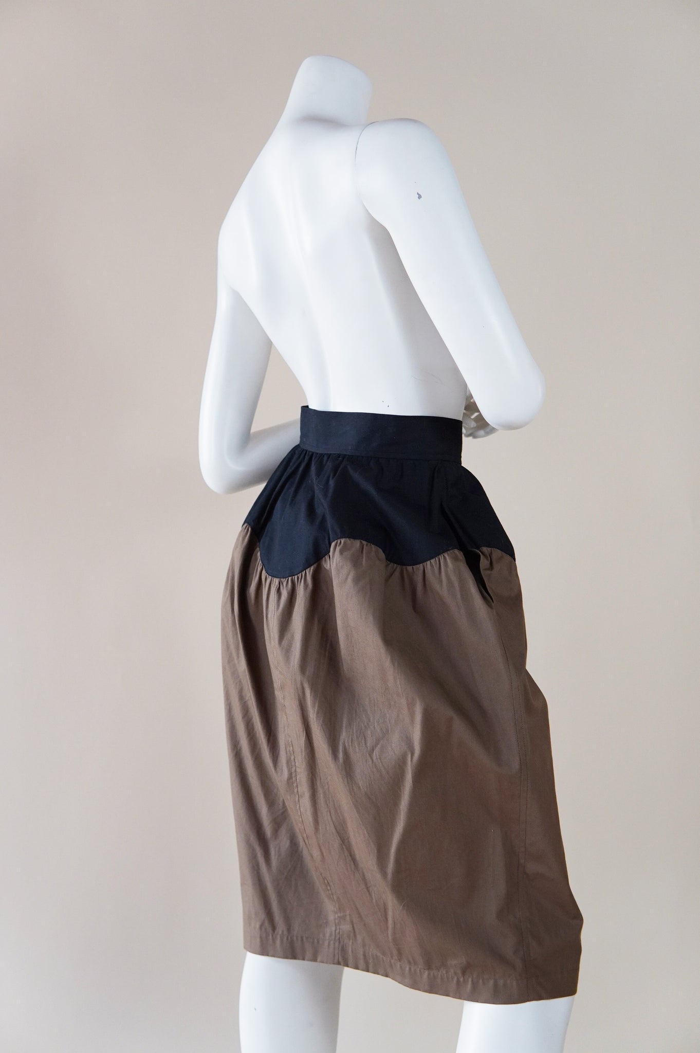 Spring Summer 1980 Yves Saint Laurent Rive Gauche balloon two-tone skirt with scalloped edge side