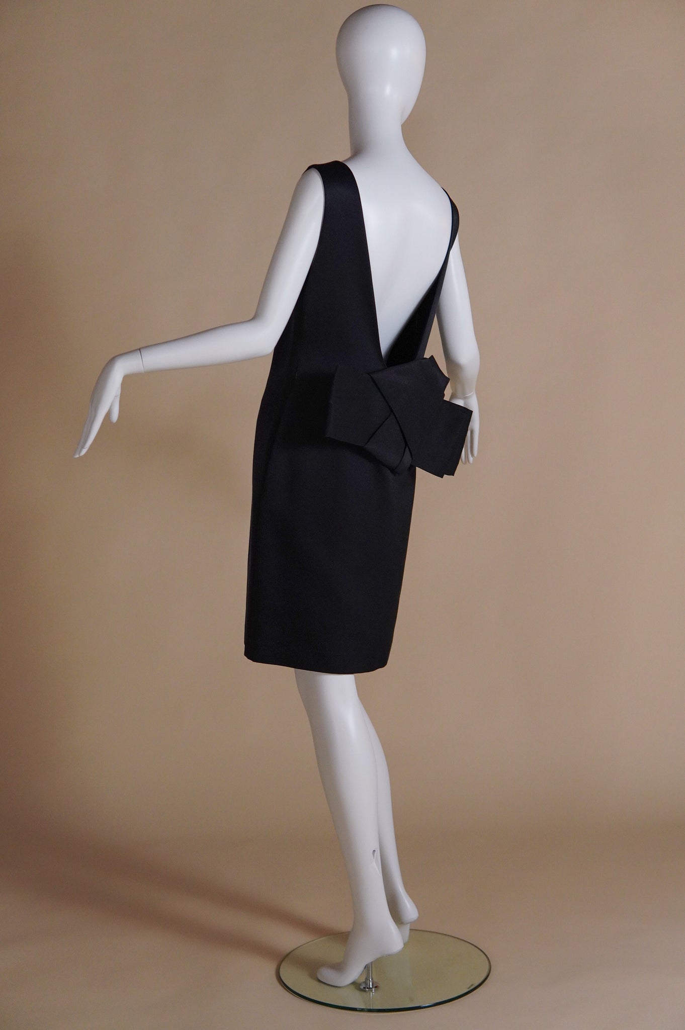 S/S 2006 Lanvin by Alber Elbaz black satin dress with obi style bow - XS/S