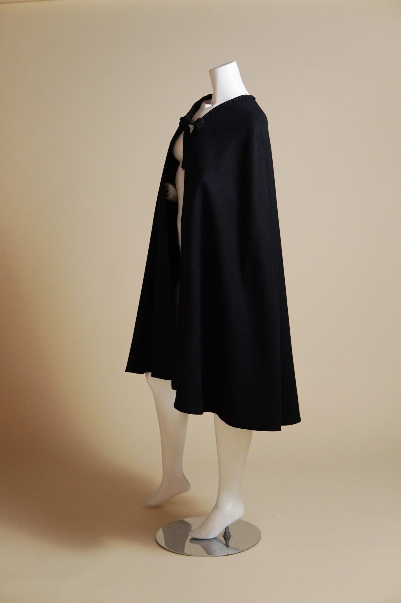 F/W 1976 Yves Saint Laurent Rive Gauche Russian Collection black cape with frog closure and tassel - O/S