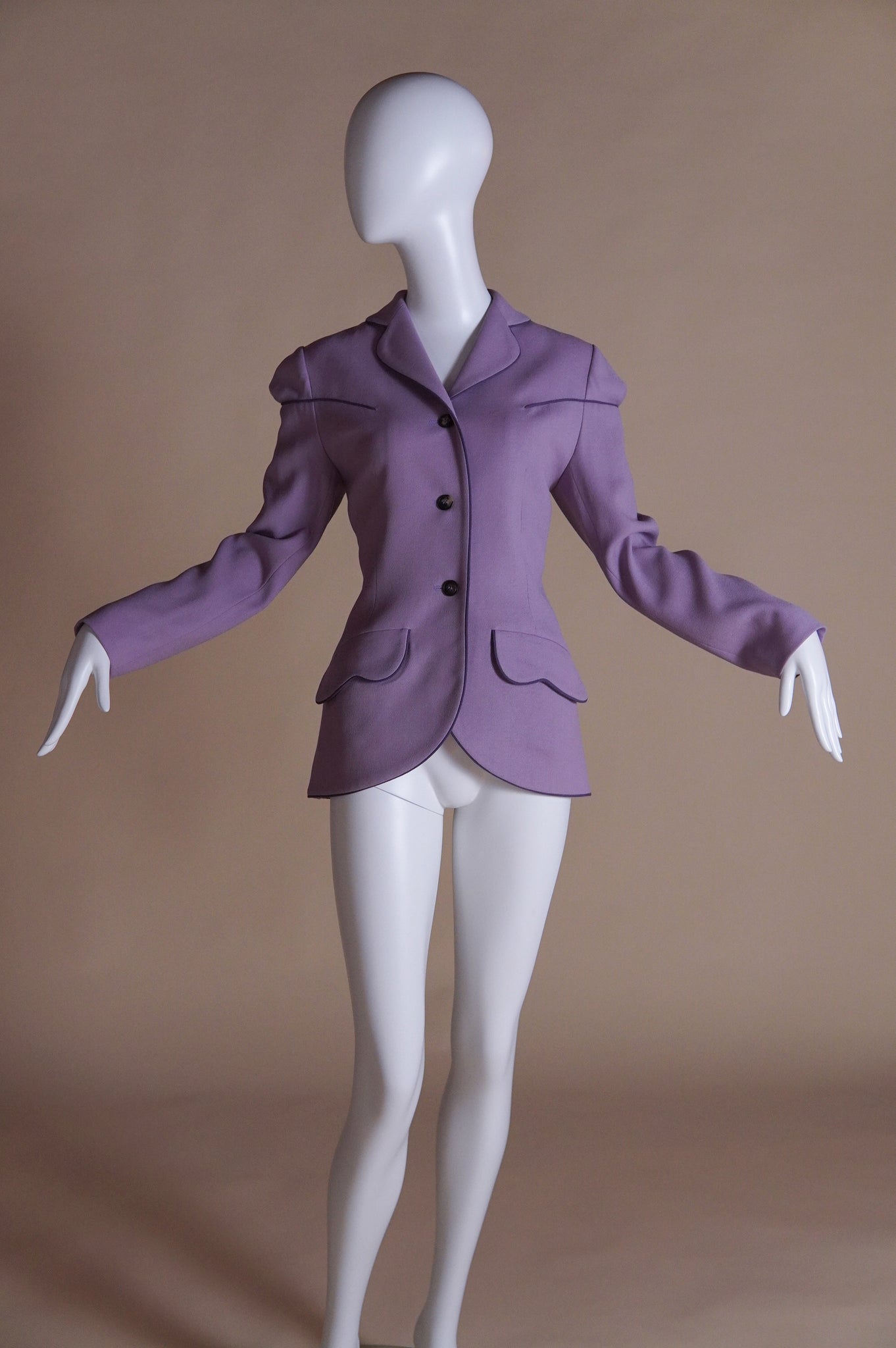 F/W 1996 Givenchy by John Galliano "Matador" runway mauve jacket with piping - M