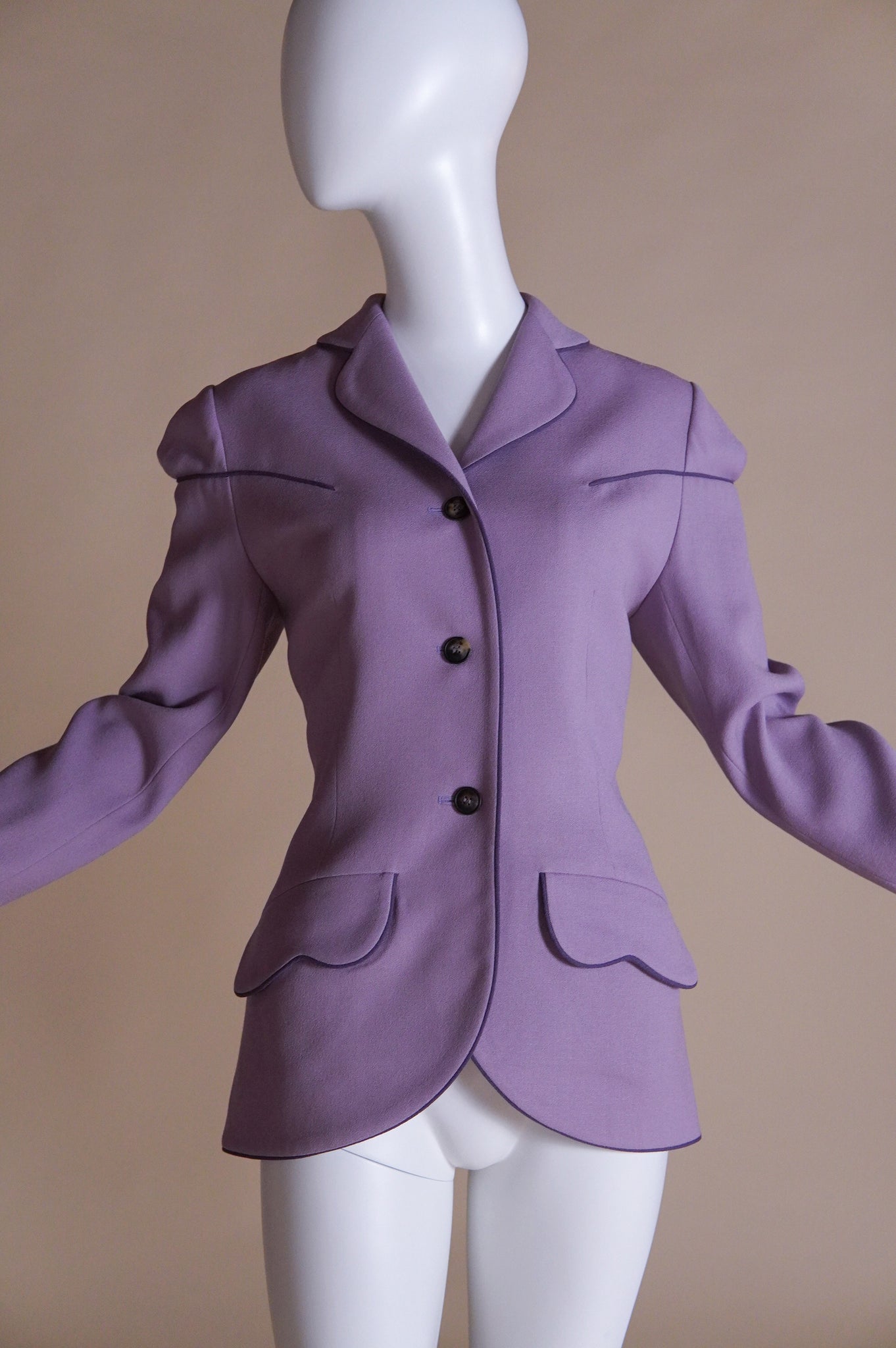 F/W 1996 Givenchy by John Galliano "Matador" runway mauve jacket with piping - M