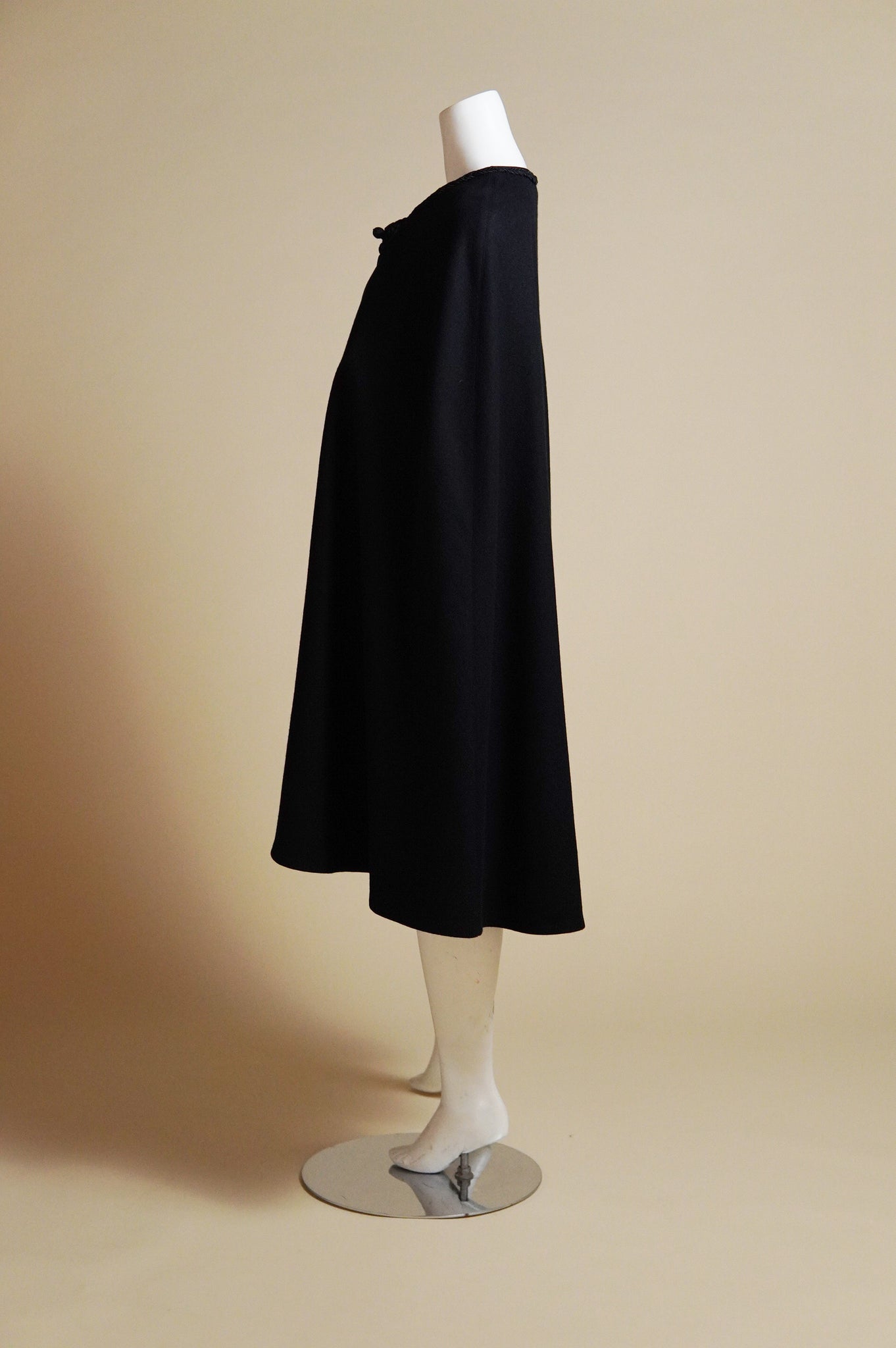 F/W 1976 Yves Saint Laurent Rive Gauche Russian Collection black cape with frog closure and tassel - O/S