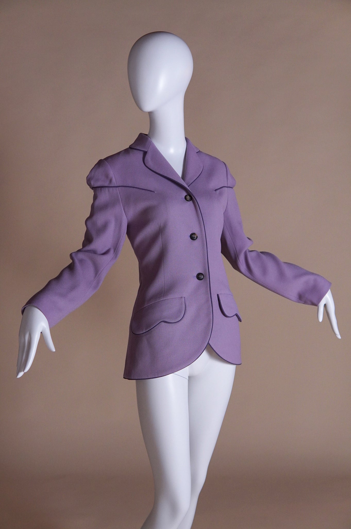F/W 1996 Givenchy by John Galliano "Matador" runway mauve jacket with piping - M