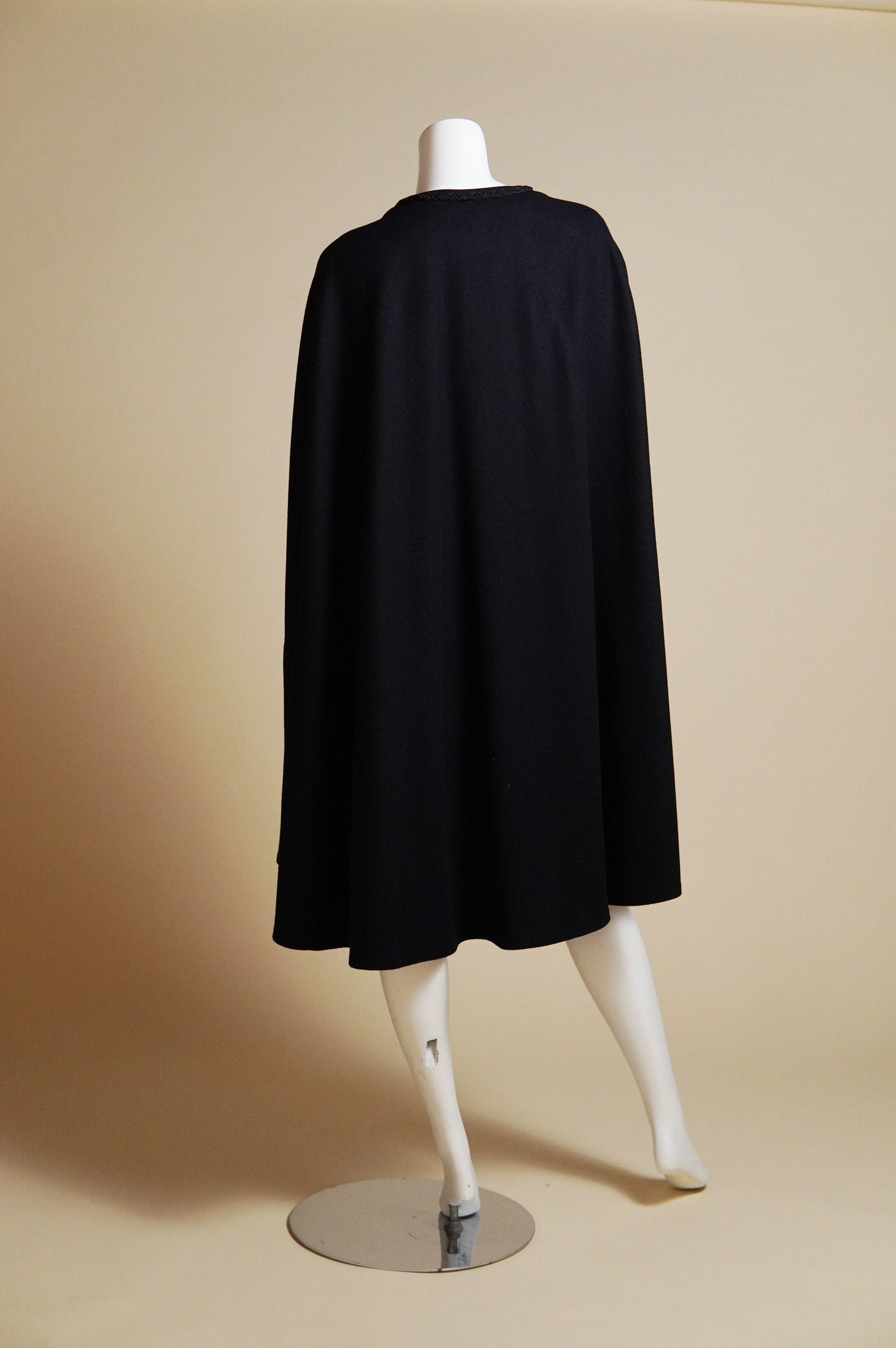 F/W 1976 Yves Saint Laurent Rive Gauche Russian Collection black cape with frog closure and tassel - O/S