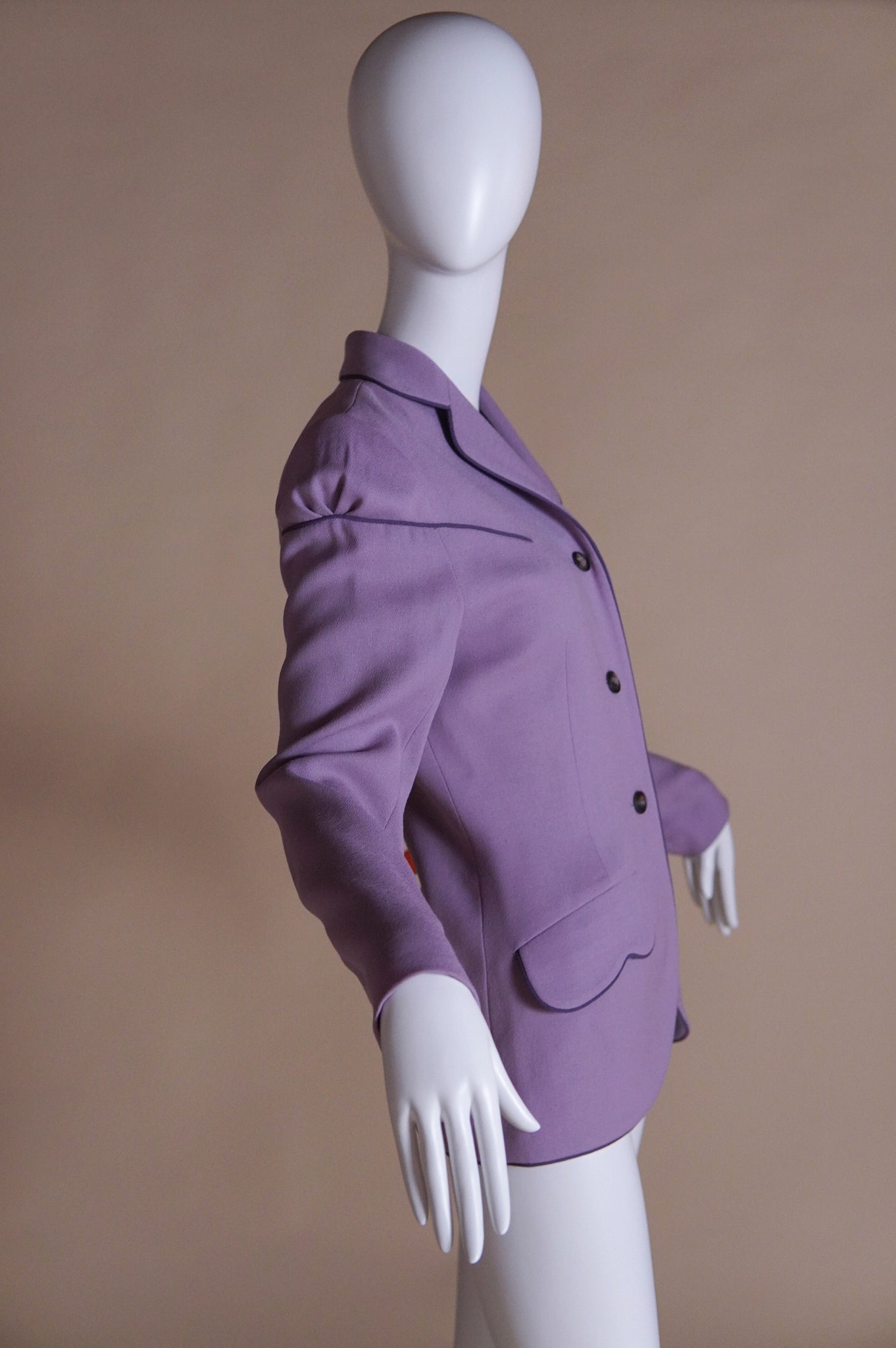F/W 1996 Givenchy by John Galliano "Matador" runway mauve jacket with piping - M