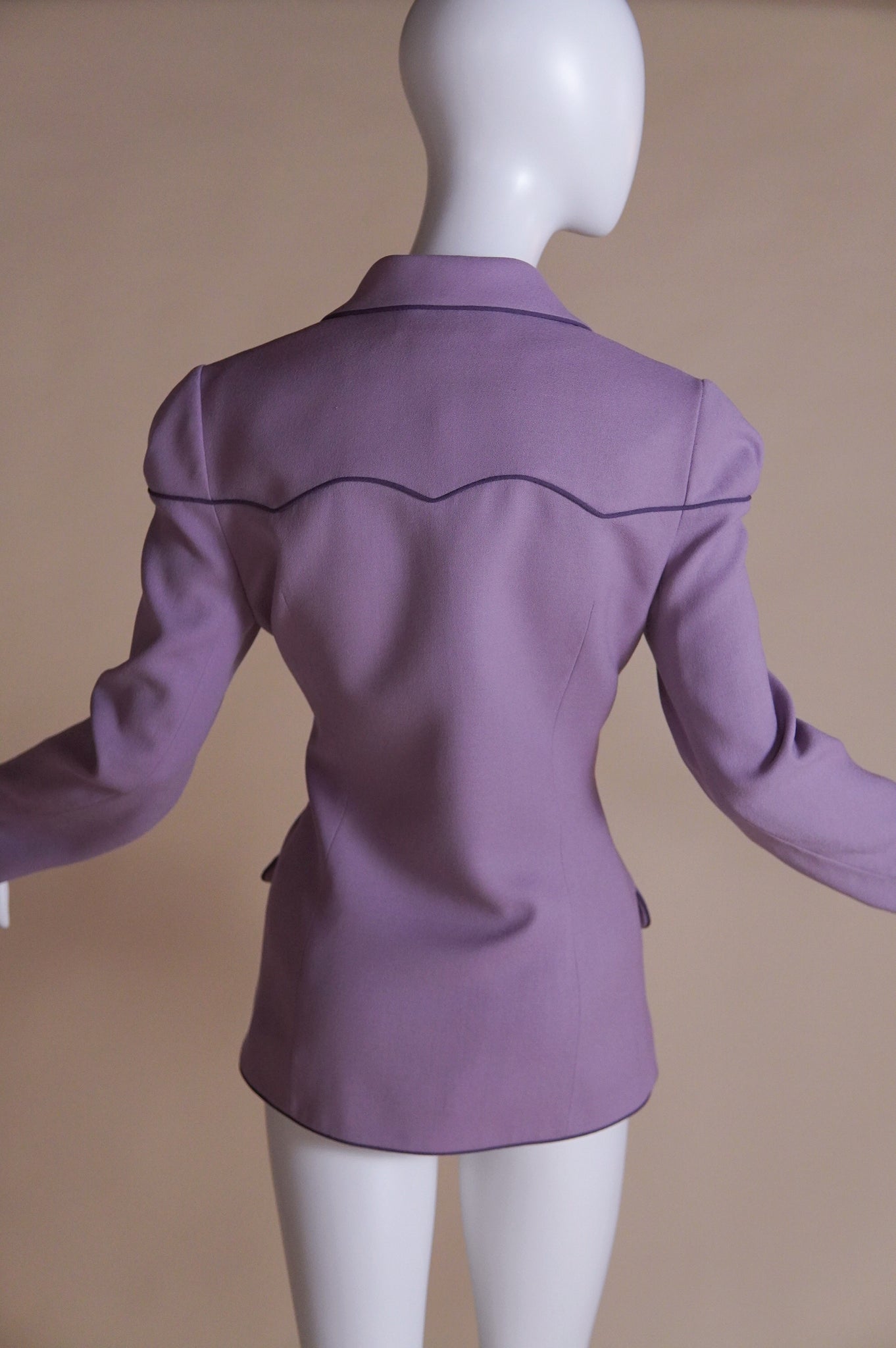 F/W 1996 Givenchy by John Galliano "Matador" runway mauve jacket with piping - M