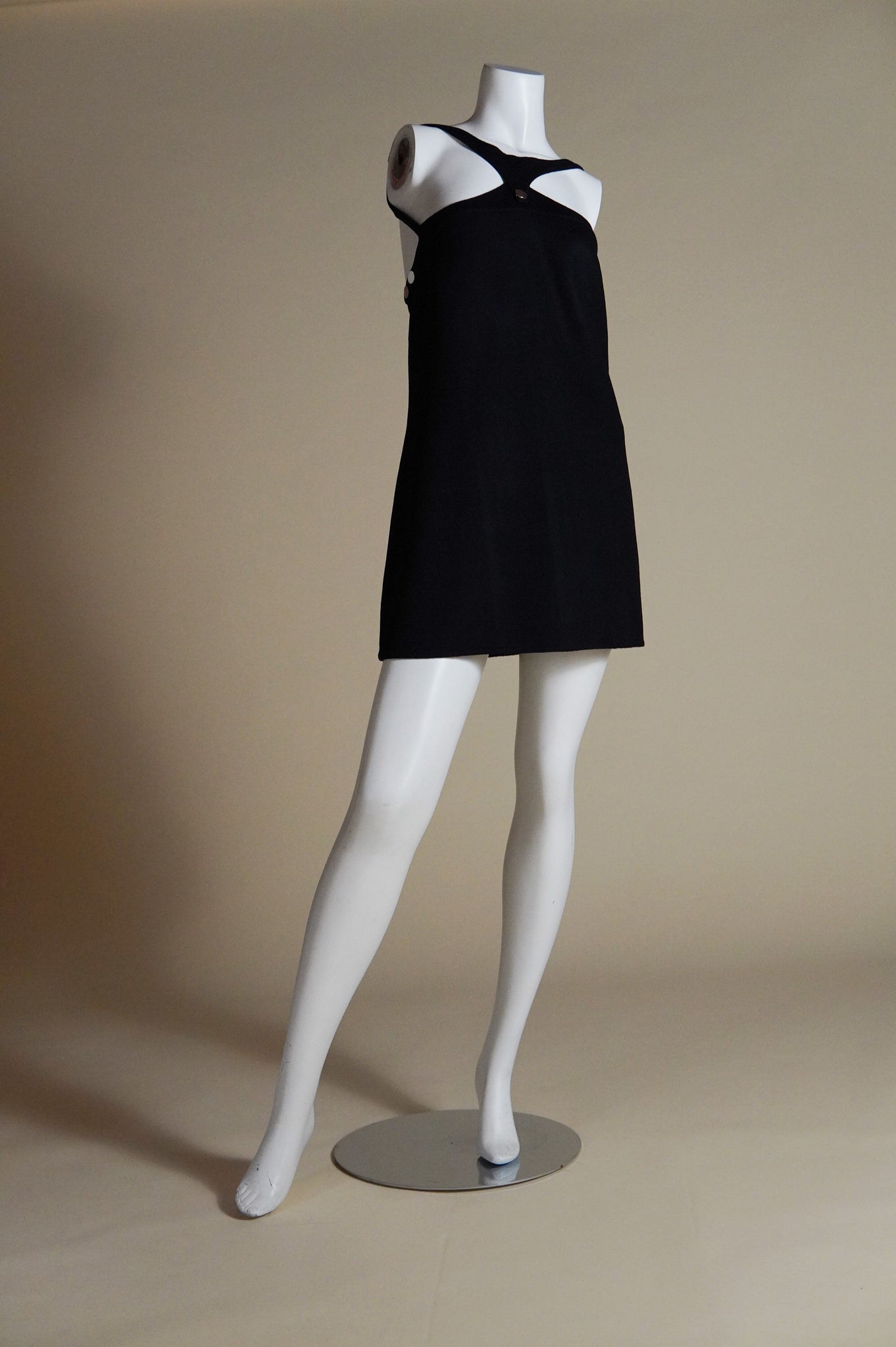 F/W 2003 Marc Jacobs mod runway black cashmere dress with silver accents - XS