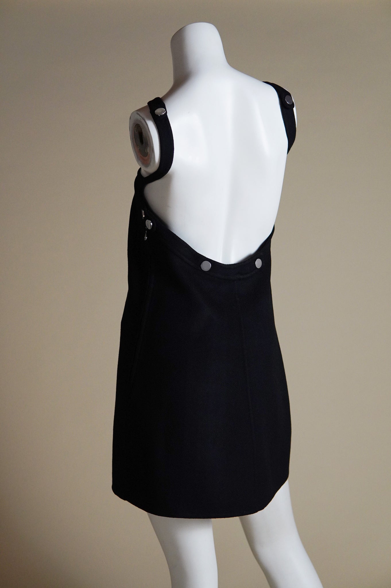 F/W 2003 Marc Jacobs mod runway black cashmere dress with silver accents - XS