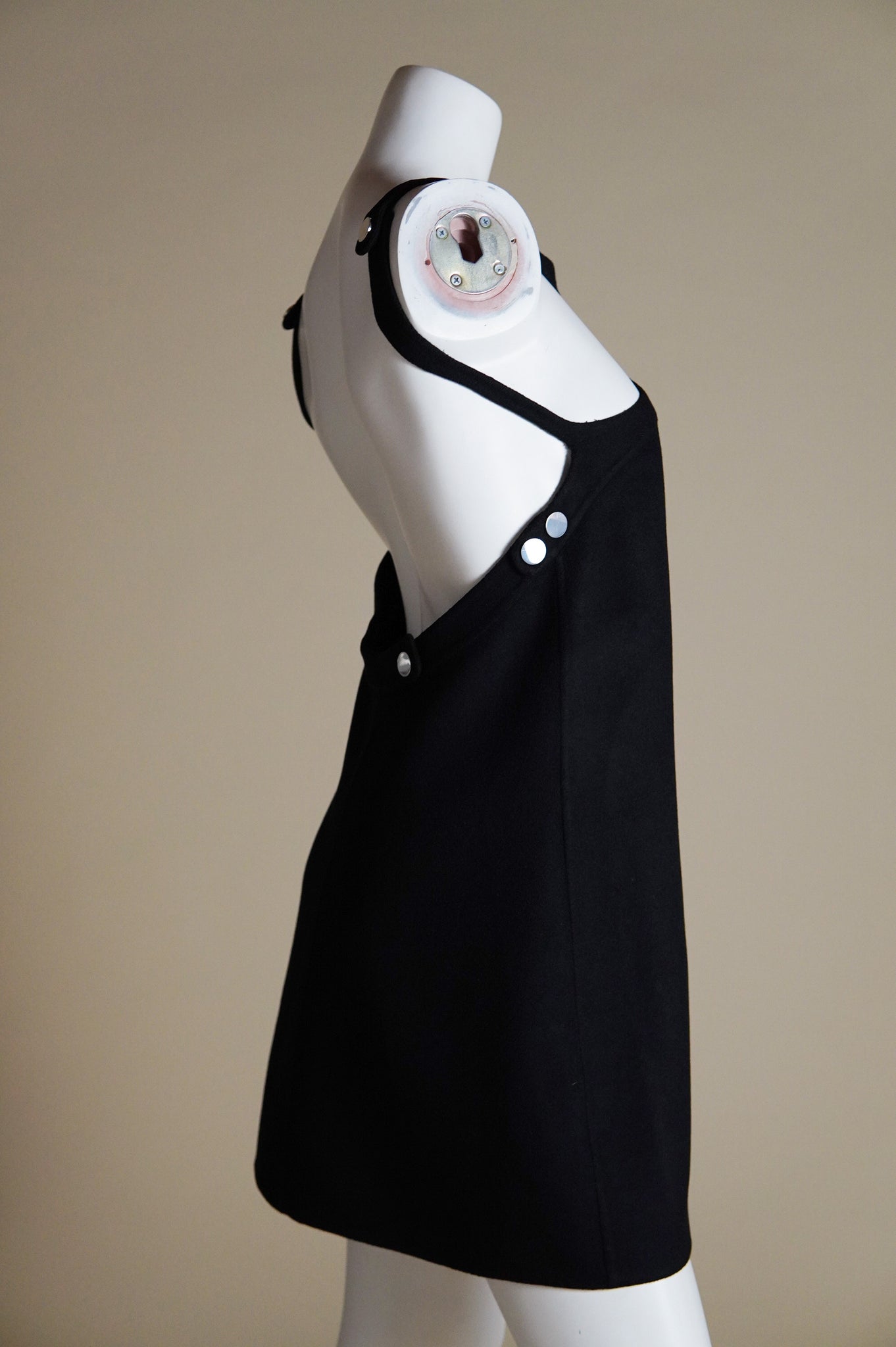 F/W 2003 Marc Jacobs mod runway black cashmere dress with silver accents - XS