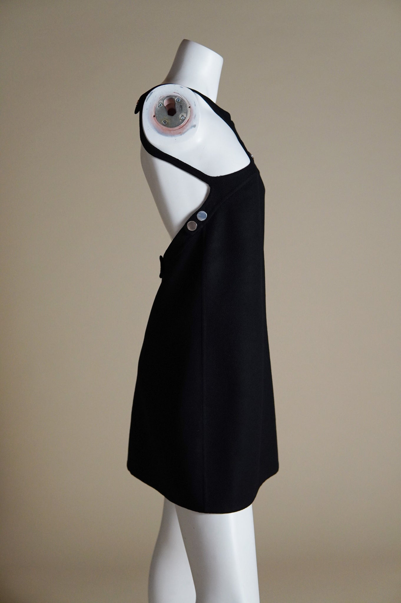 F/W 2003 Marc Jacobs mod runway black cashmere dress with silver accents - XS