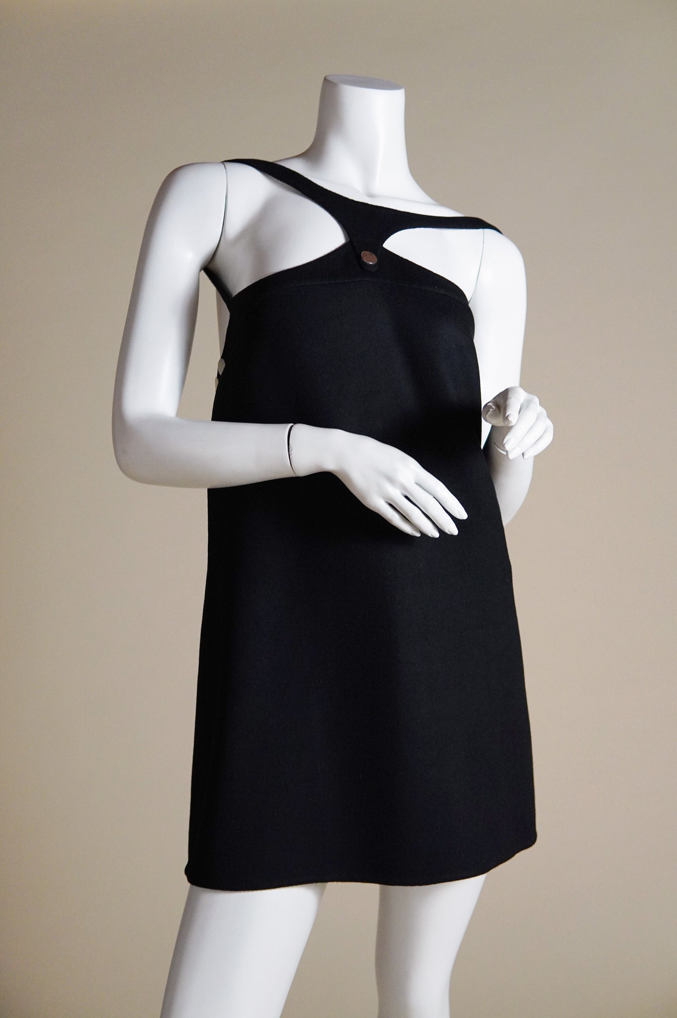 F/W 2003 Marc Jacobs mod runway black cashmere dress with silver accents - XS