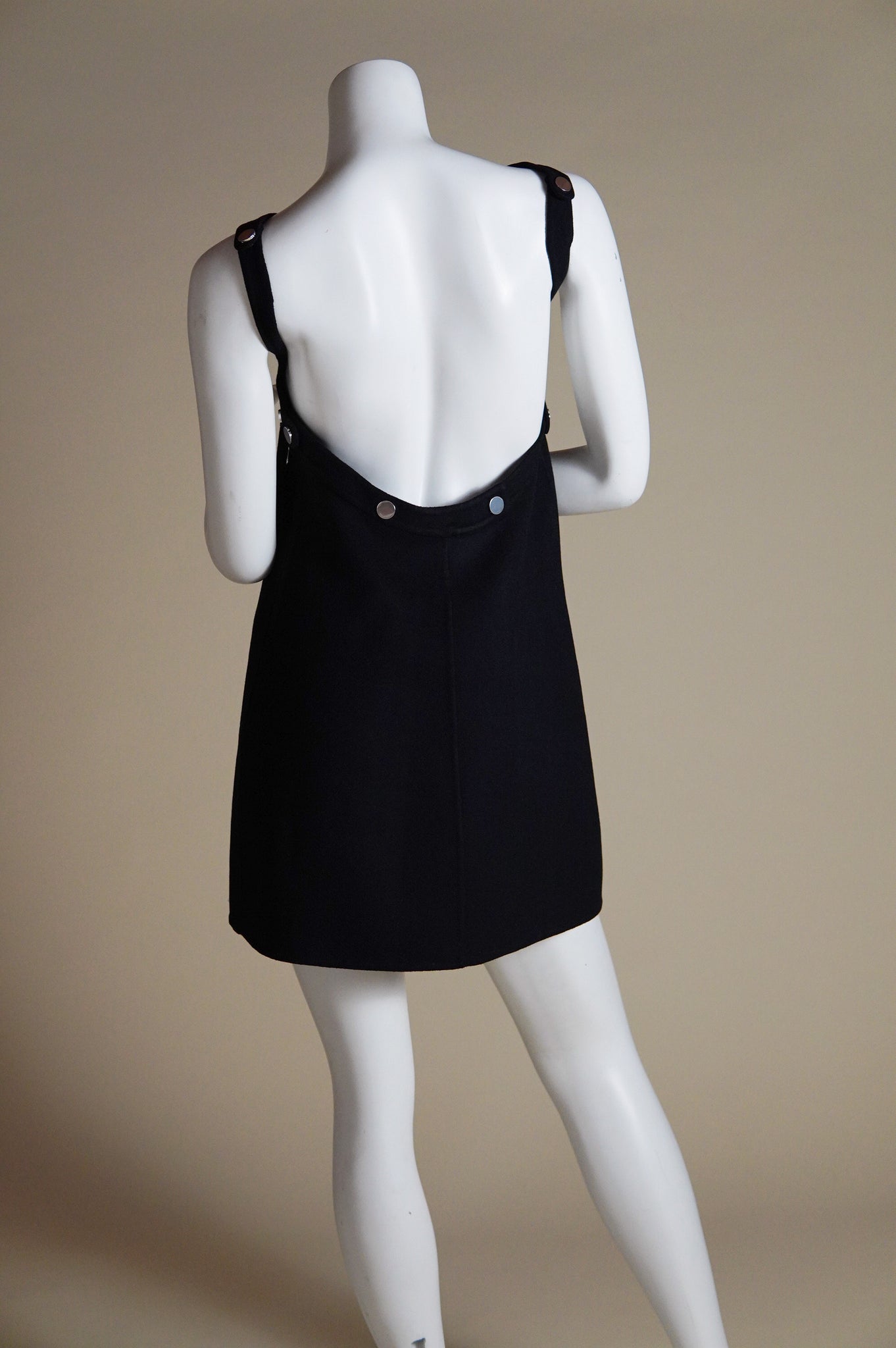 F/W 2003 Marc Jacobs mod runway black cashmere dress with silver accents - XS