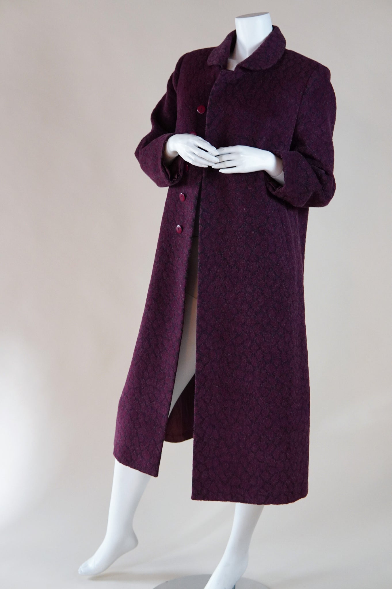 late 1970s early 1980s tone on tone wool coat - M