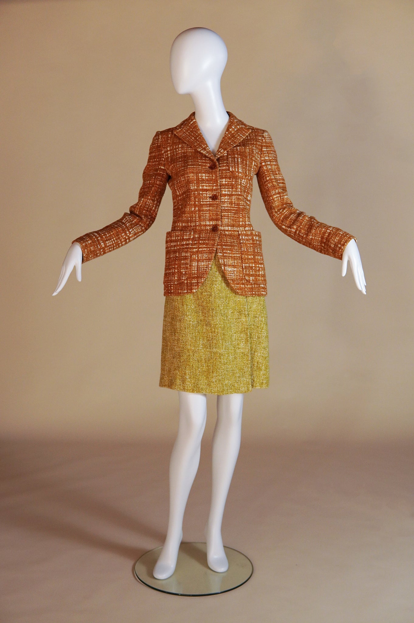 S/S 1996 Prada "Ugly Chic" tweed set with blazer and wrap skirt - XS/S