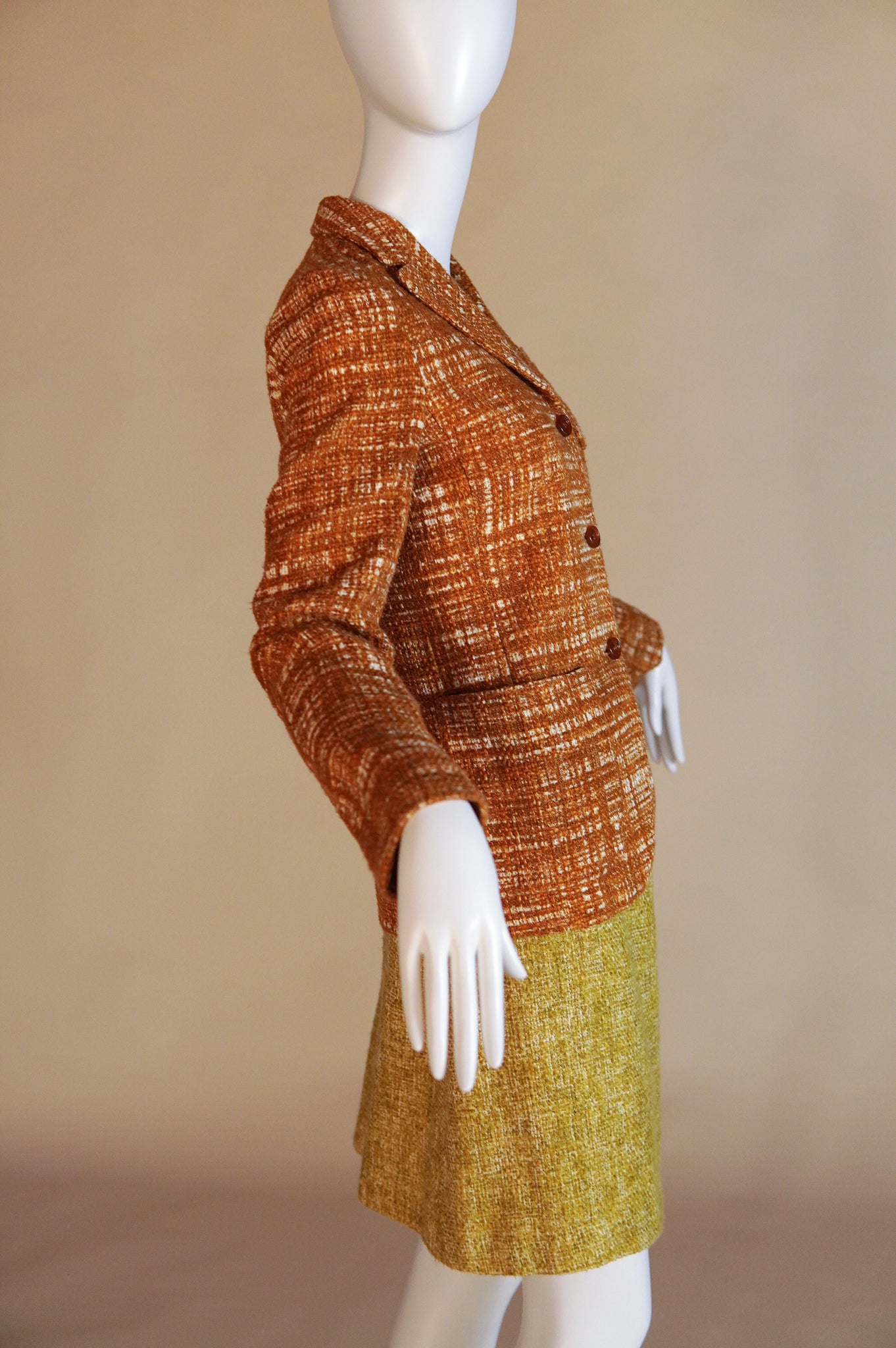 S/S 1996 Prada "Ugly Chic" tweed set with blazer and wrap skirt - XS/S