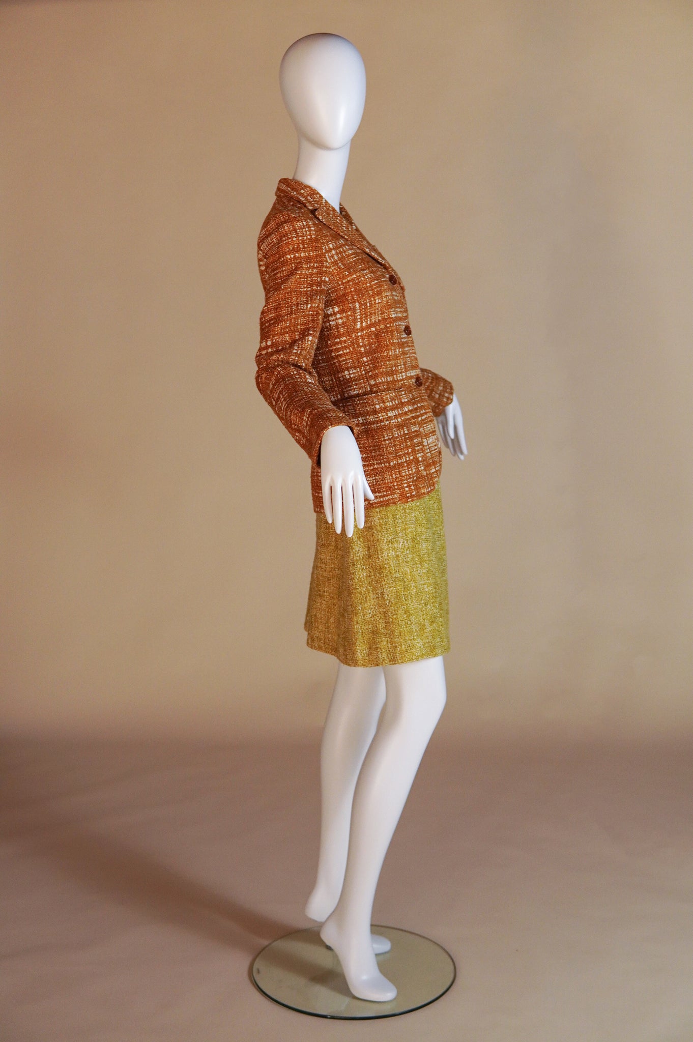 S/S 1996 Prada "Ugly Chic" tweed set with blazer and wrap skirt - XS/S