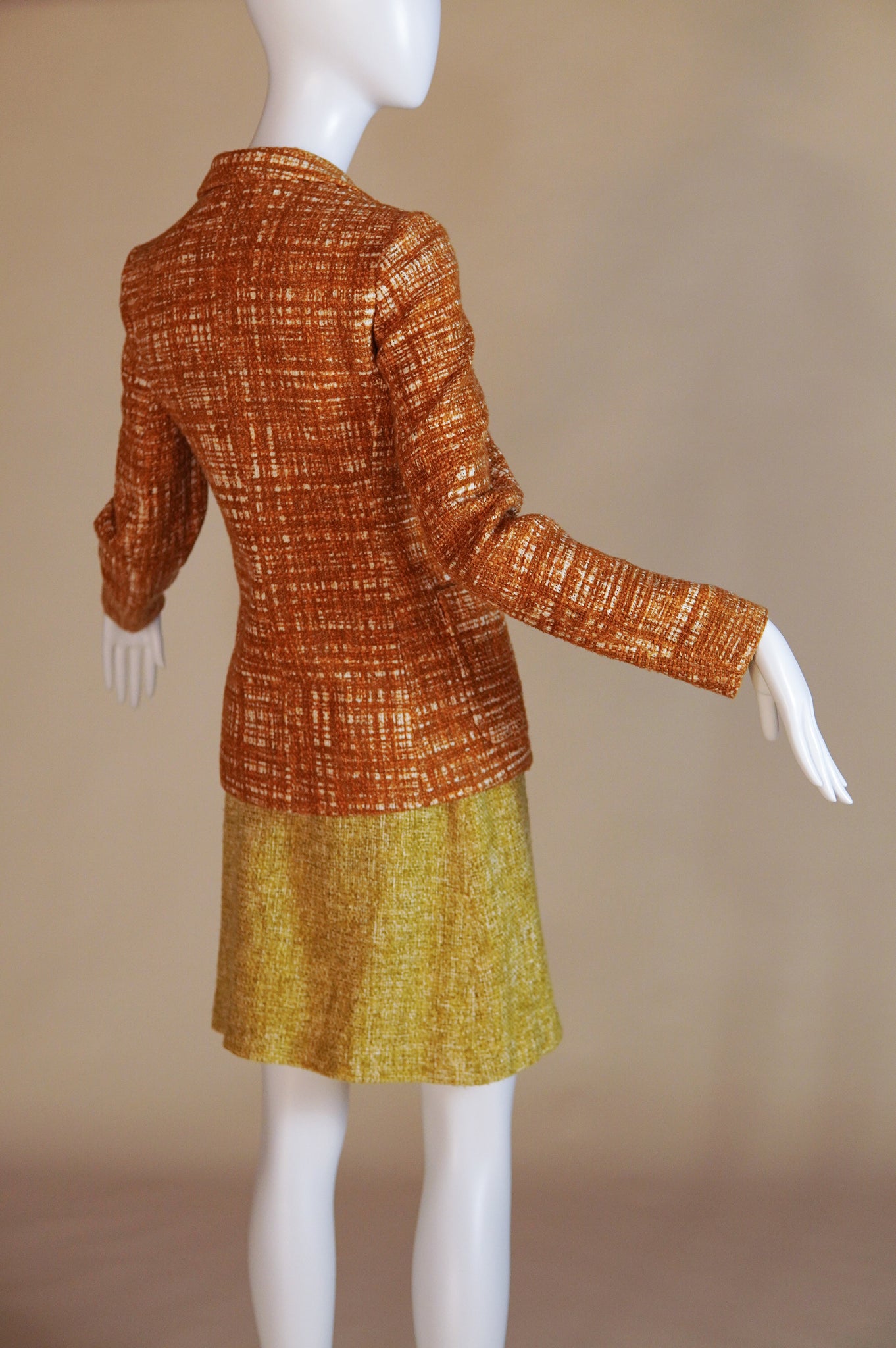S/S 1996 Prada "Ugly Chic" tweed set with blazer and wrap skirt - XS/S