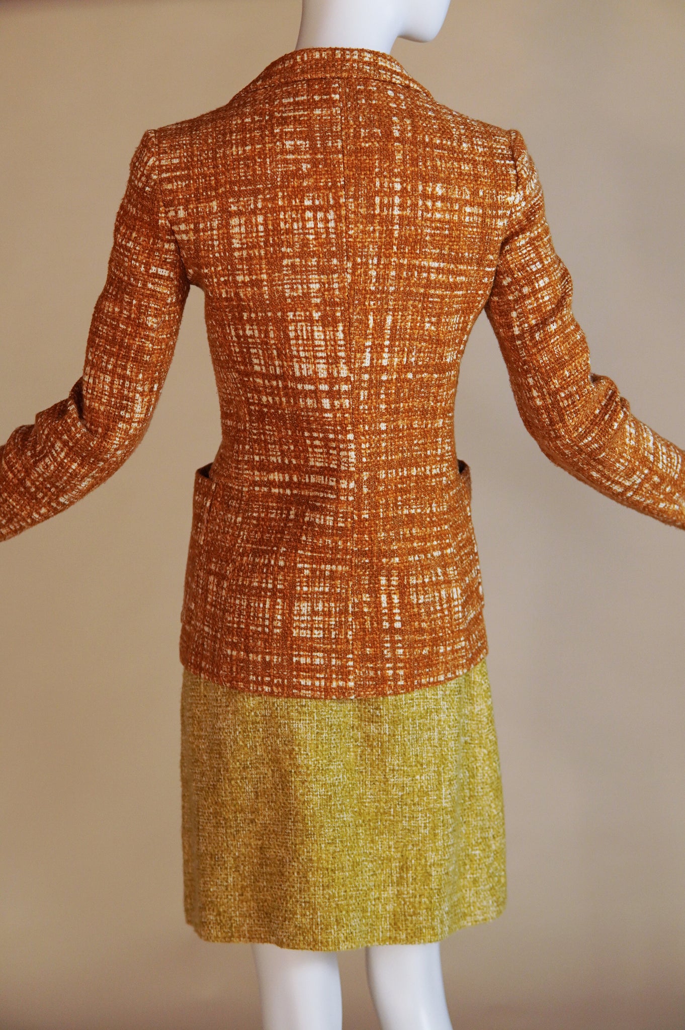 S/S 1996 Prada "Ugly Chic" tweed set with blazer and wrap skirt - XS/S