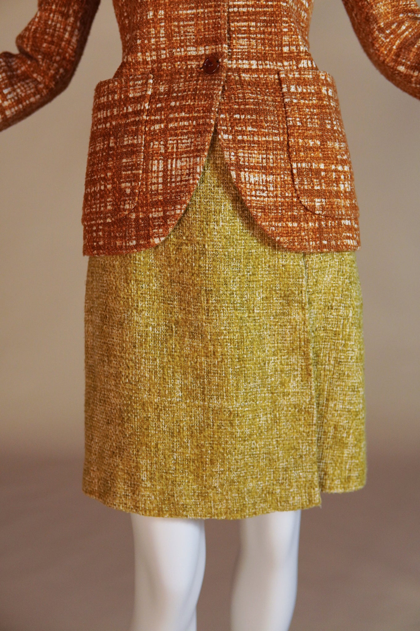 S/S 1996 Prada "Ugly Chic" tweed set with blazer and wrap skirt - XS/S