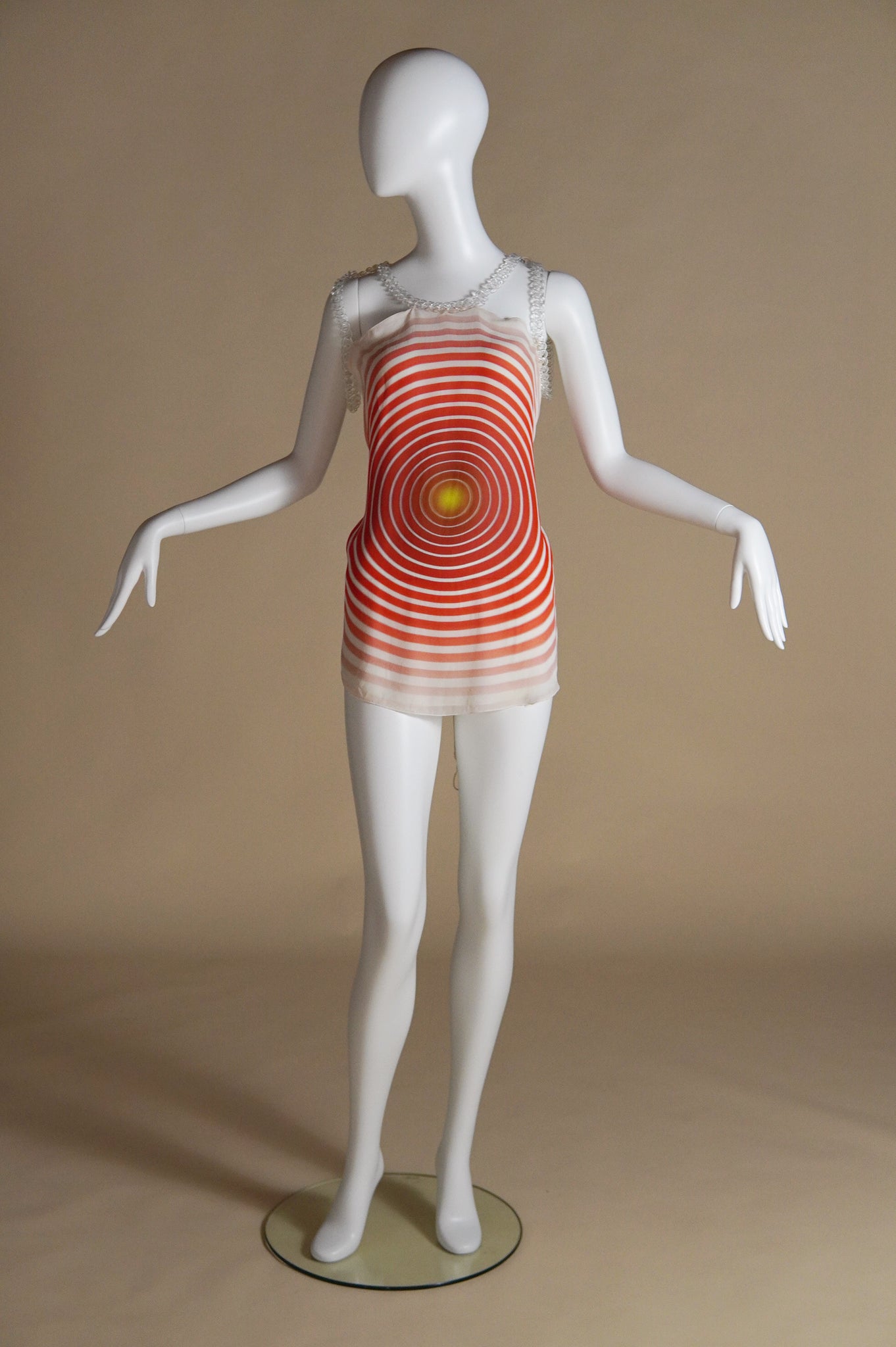 S/S 2008 Fendi by Karl Lagerfeld scarf top with circle design and clear acrylic chain - XS/S/M