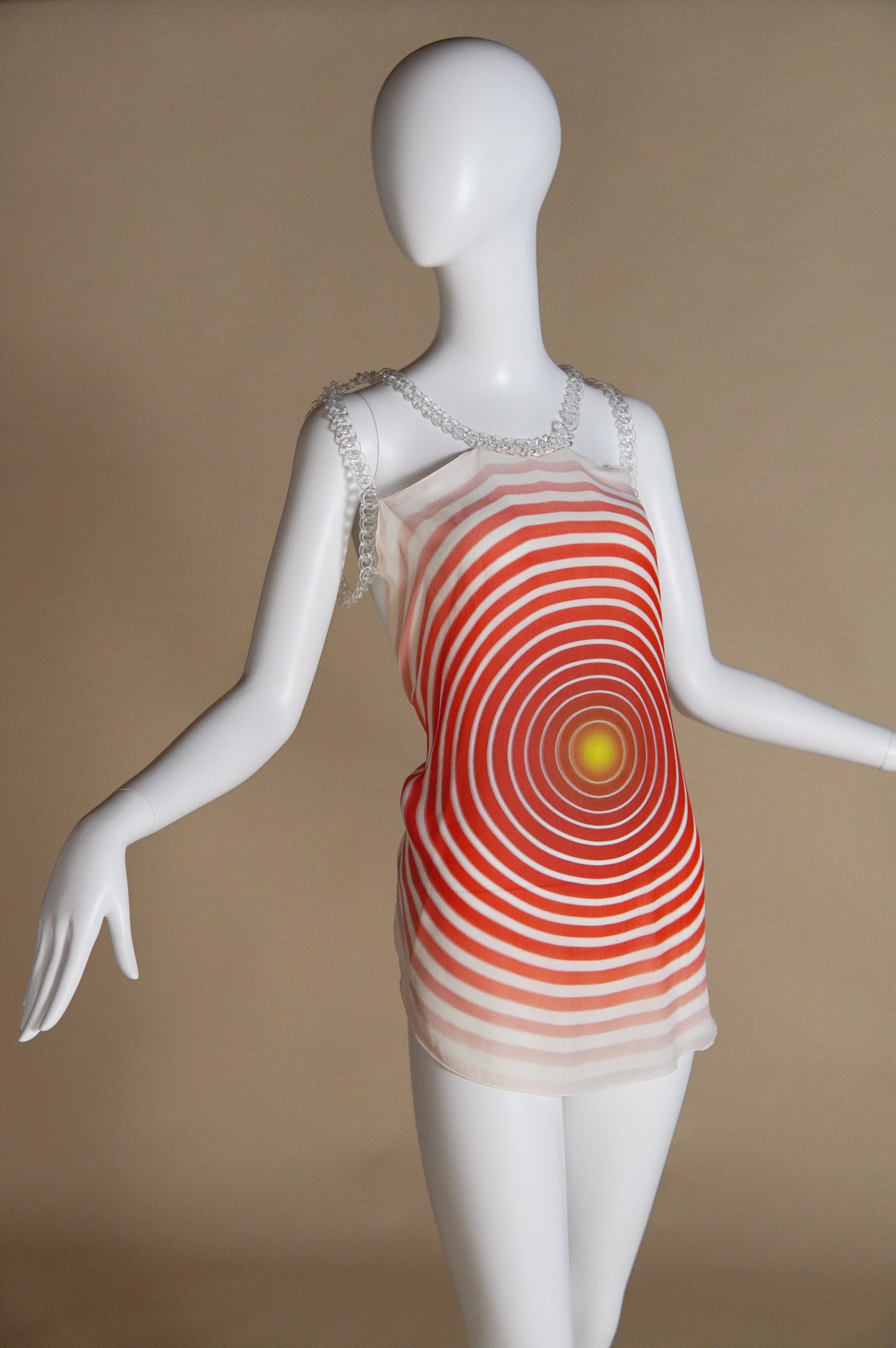 S/S 2008 Fendi by Karl Lagerfeld scarf top with circle design and clear acrylic chain - XS/S/M