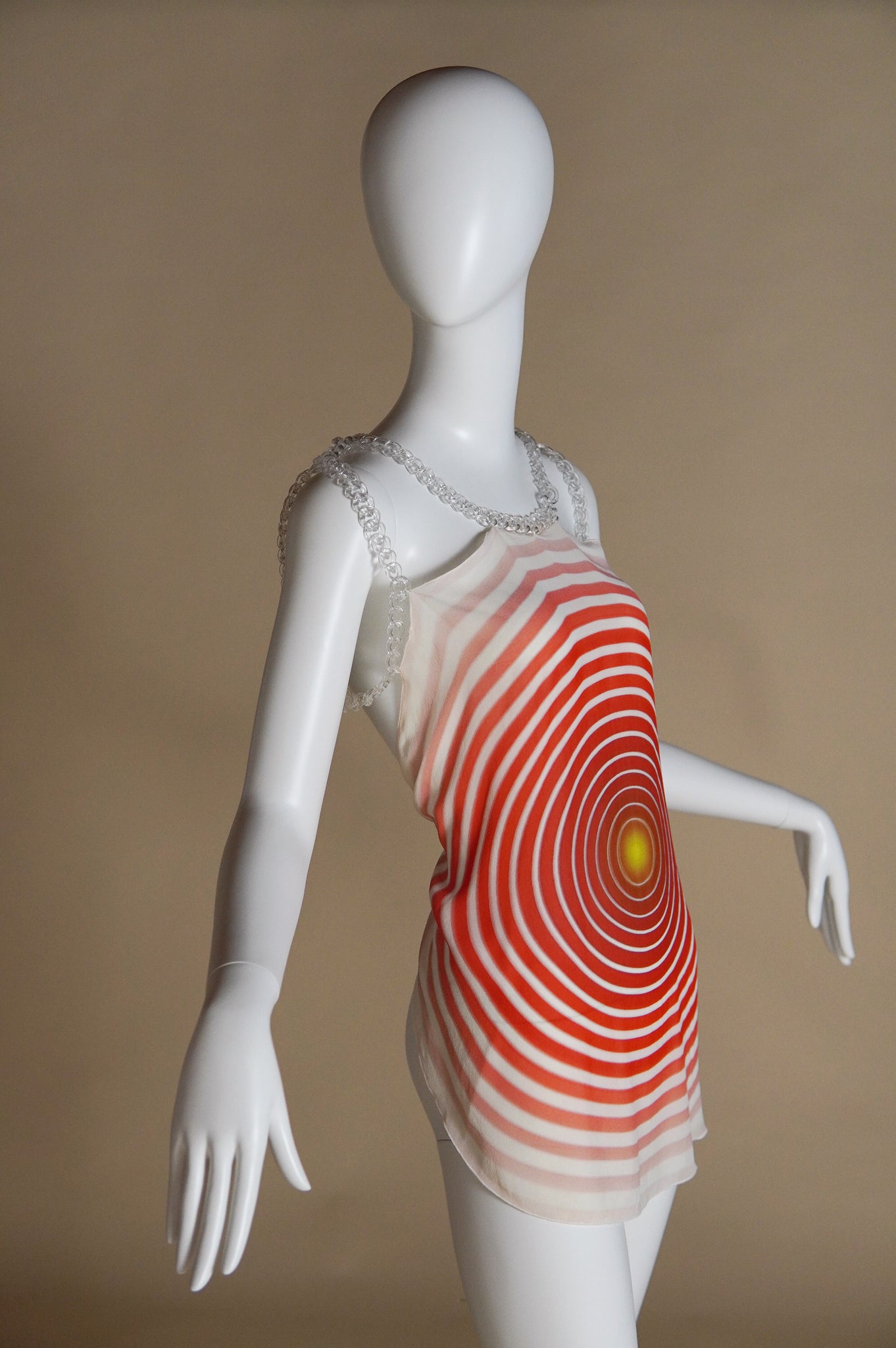 S/S 2008 Fendi by Karl Lagerfeld scarf top with circle design and clear acrylic chain - XS/S/M