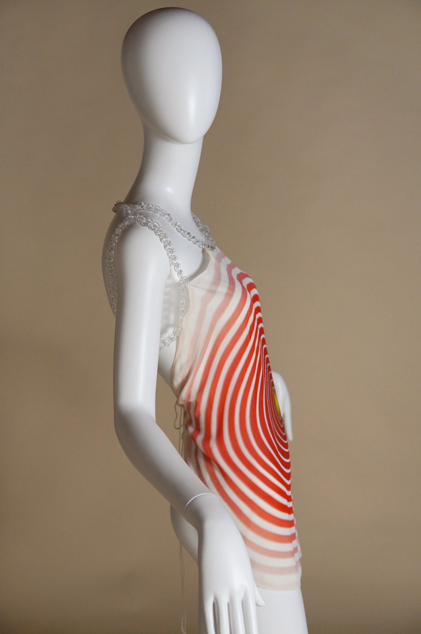 S/S 2008 Fendi by Karl Lagerfeld scarf top with circle design and clear acrylic chain - XS/S/M