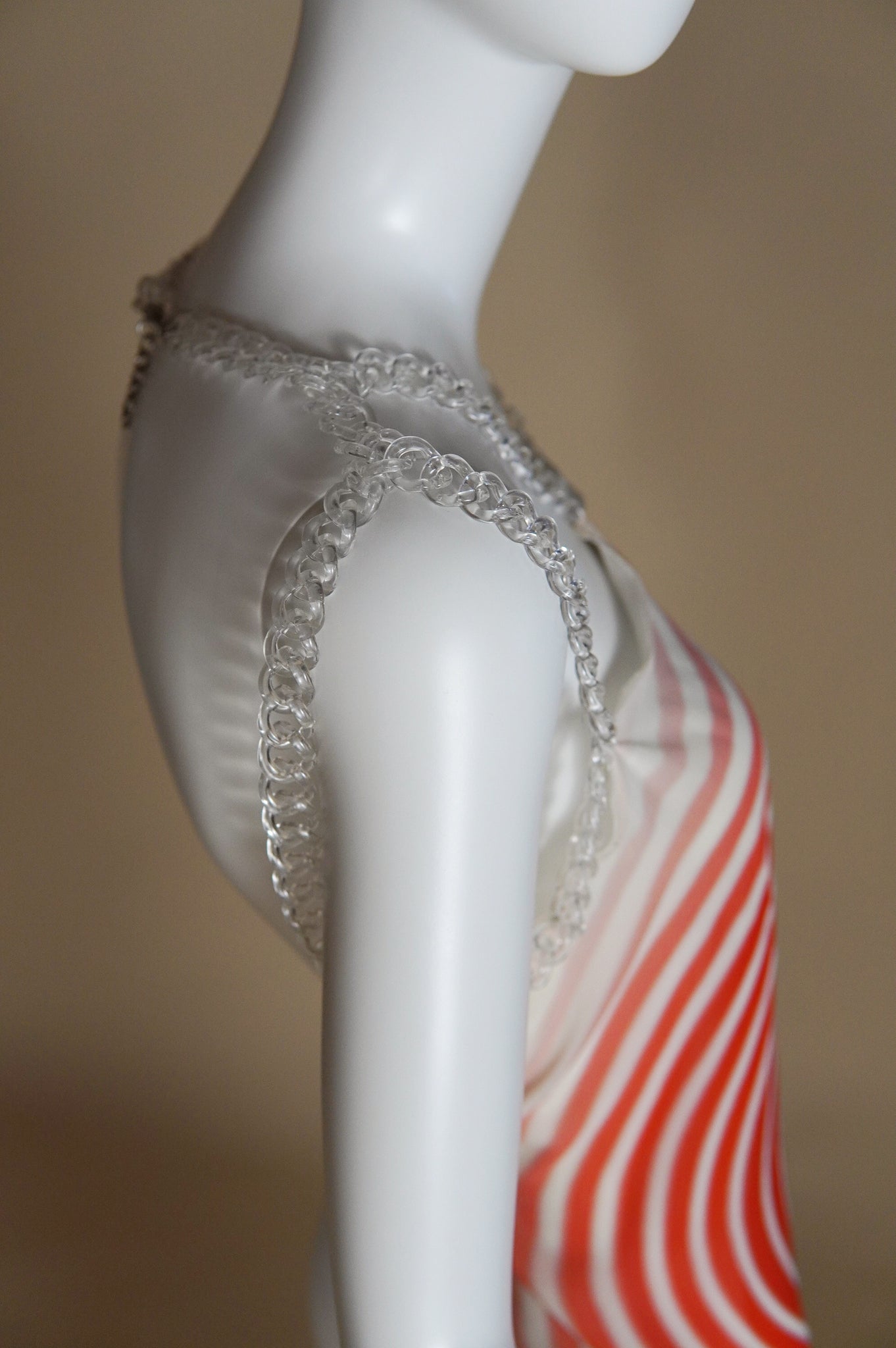 S/S 2008 Fendi by Karl Lagerfeld scarf top with circle design and clear acrylic chain - XS/S/M