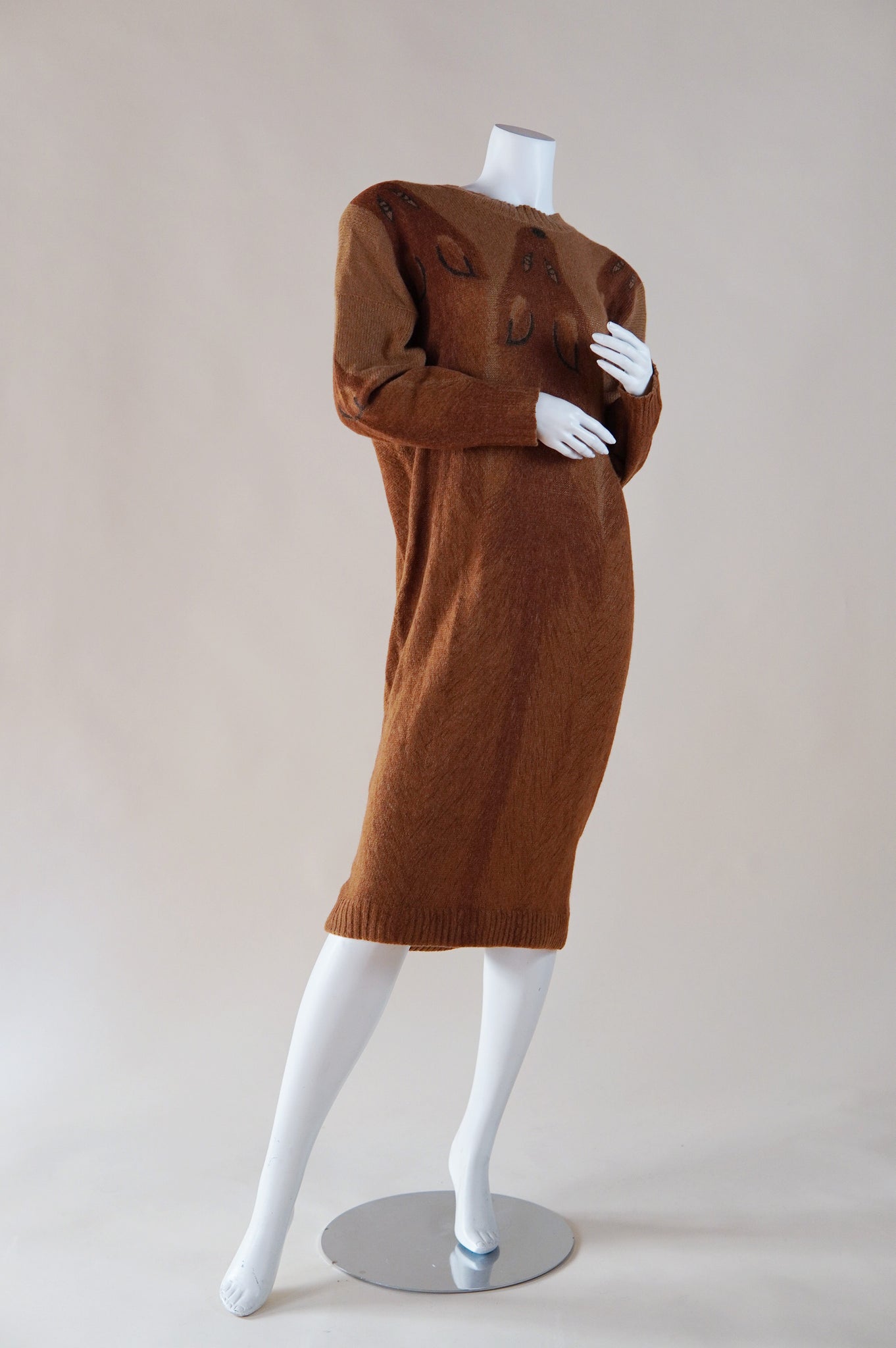 1980s Krizia sweater dress with fox faces - O/S