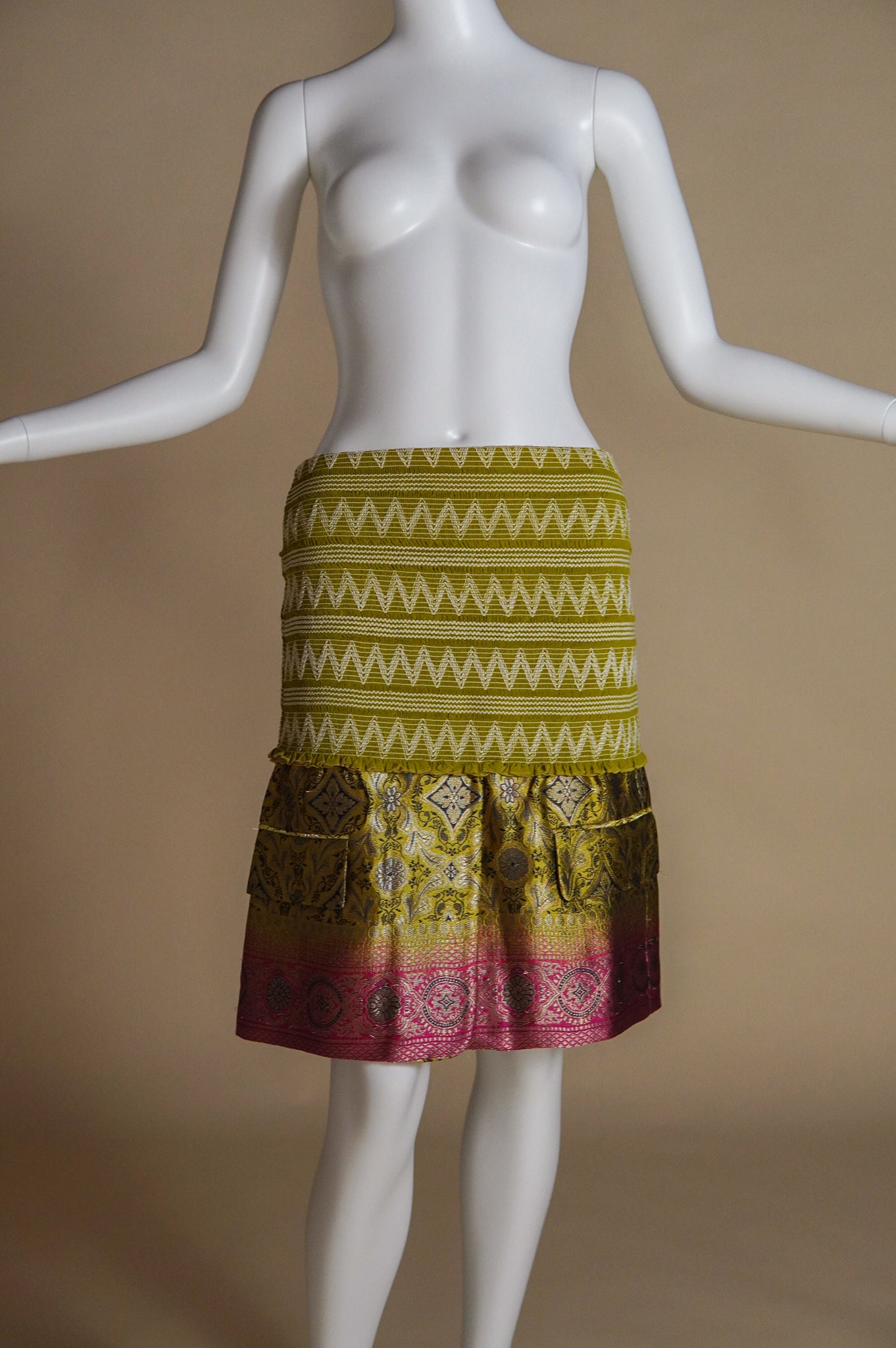 F/W 2002 Christian Dior by John Galliano runway skirt with silk brocade - XS/S