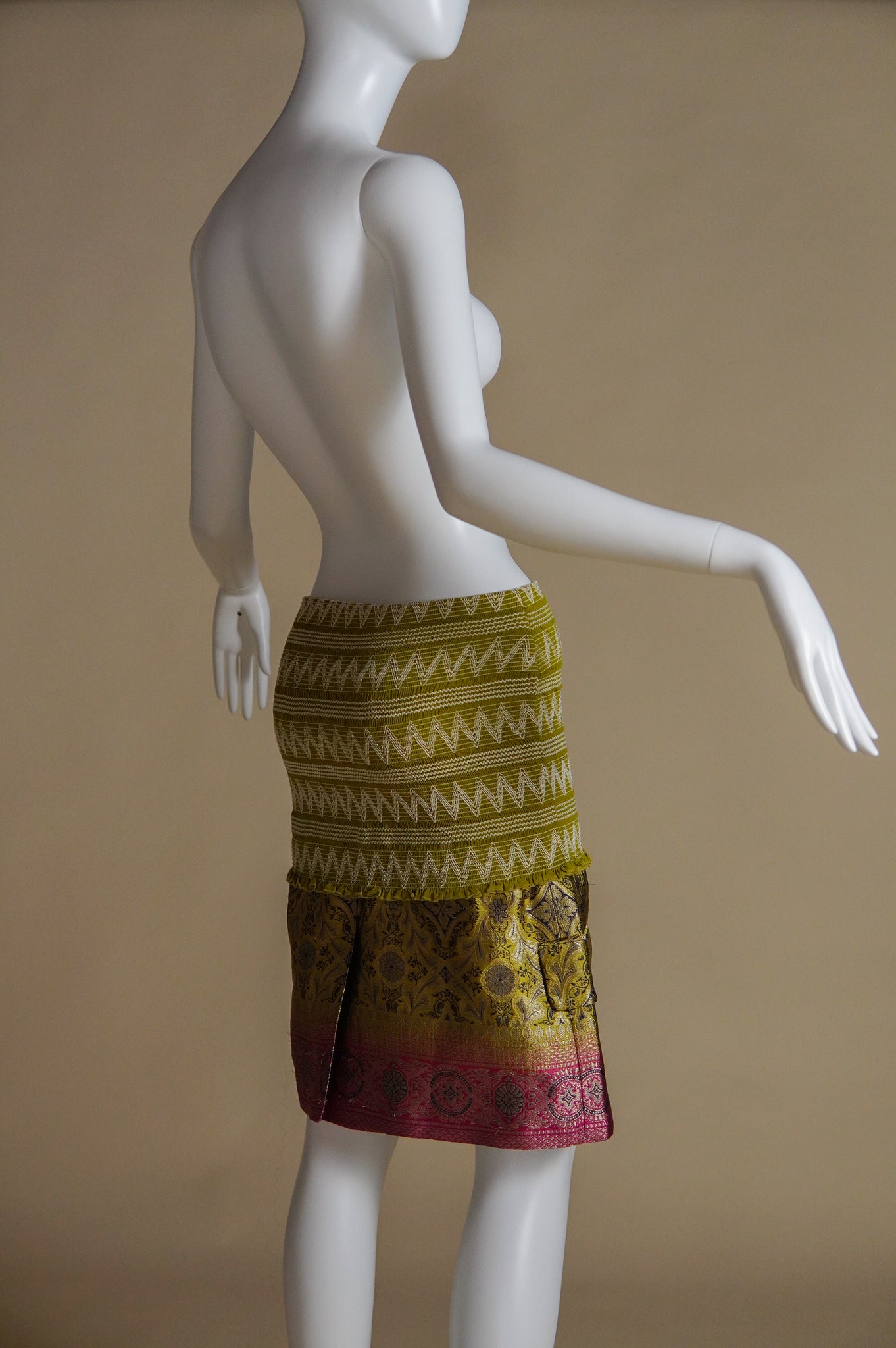 F/W 2002 Christian Dior by John Galliano runway skirt with silk brocade - XS/S