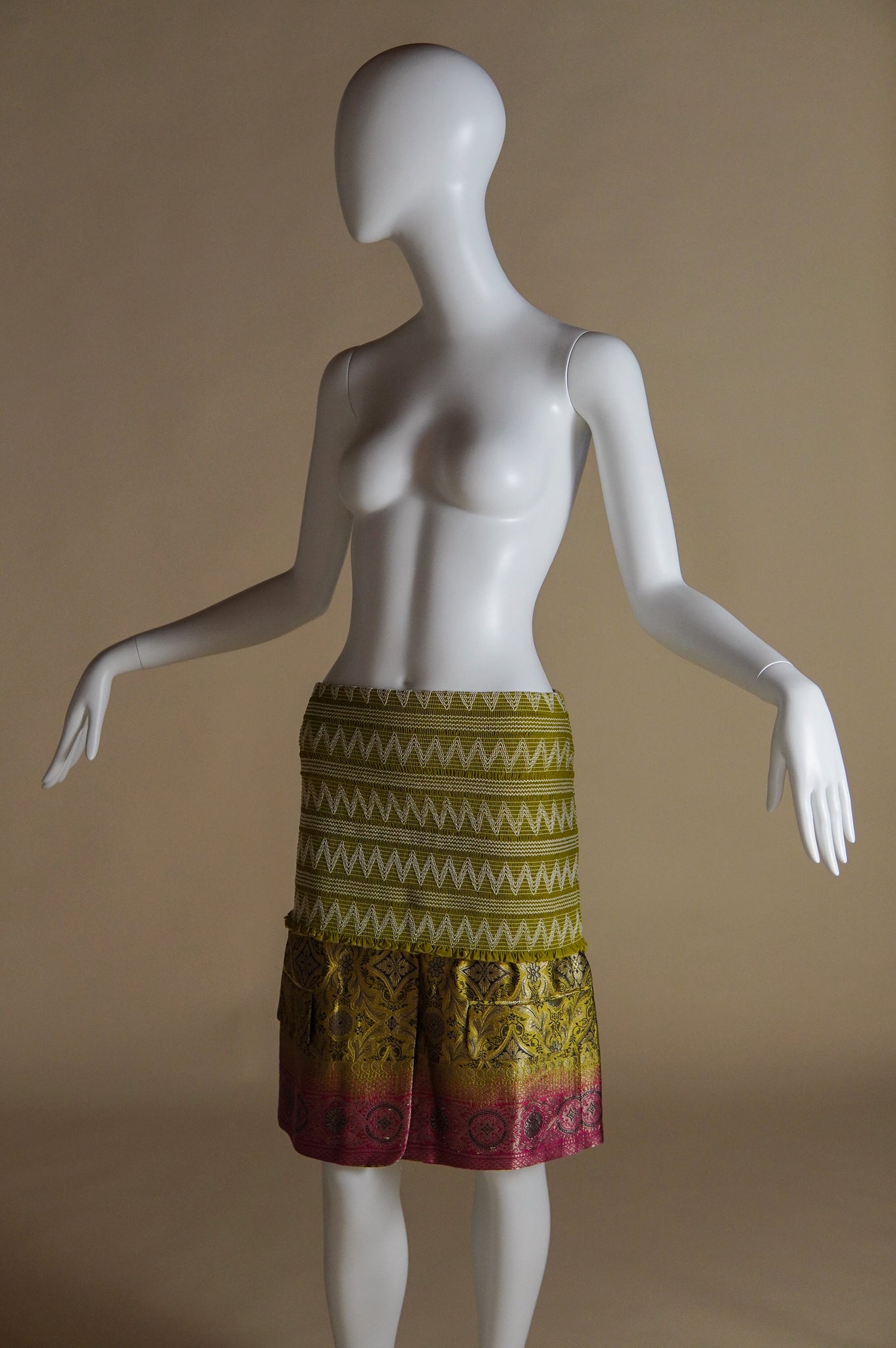 F/W 2002 Christian Dior by John Galliano runway skirt with silk brocade - XS/S