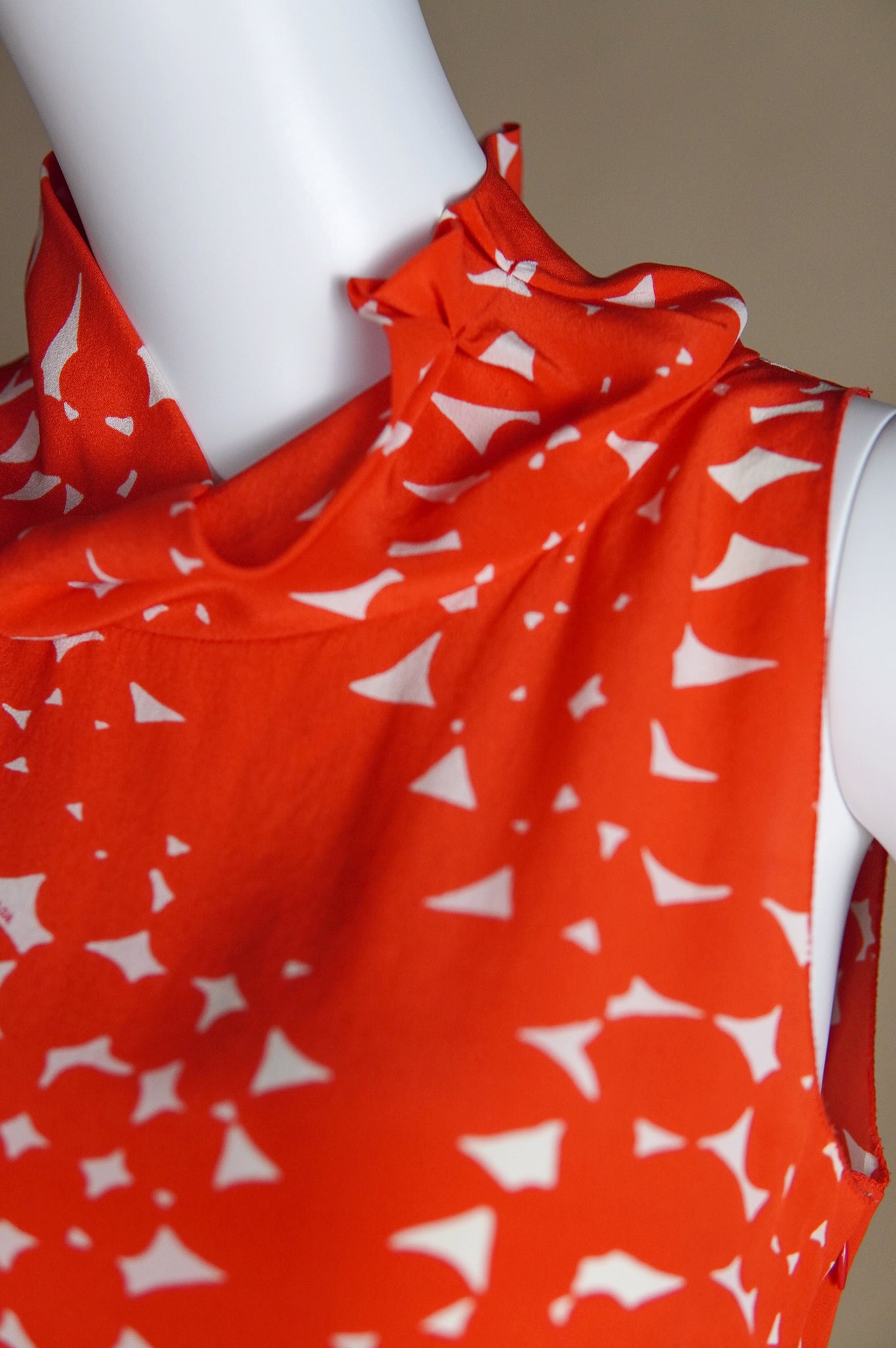 S/S 2001 Prada leaf pattern orange and white silk top - XS/S