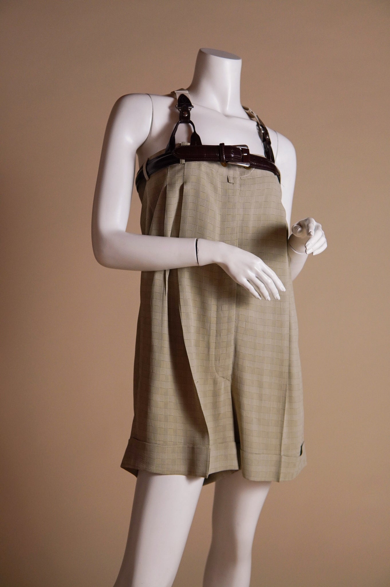 S/S 1993 Jean Paul Gaultier rare runway museum worthy short suit jumper with suspenders - XS/S/M