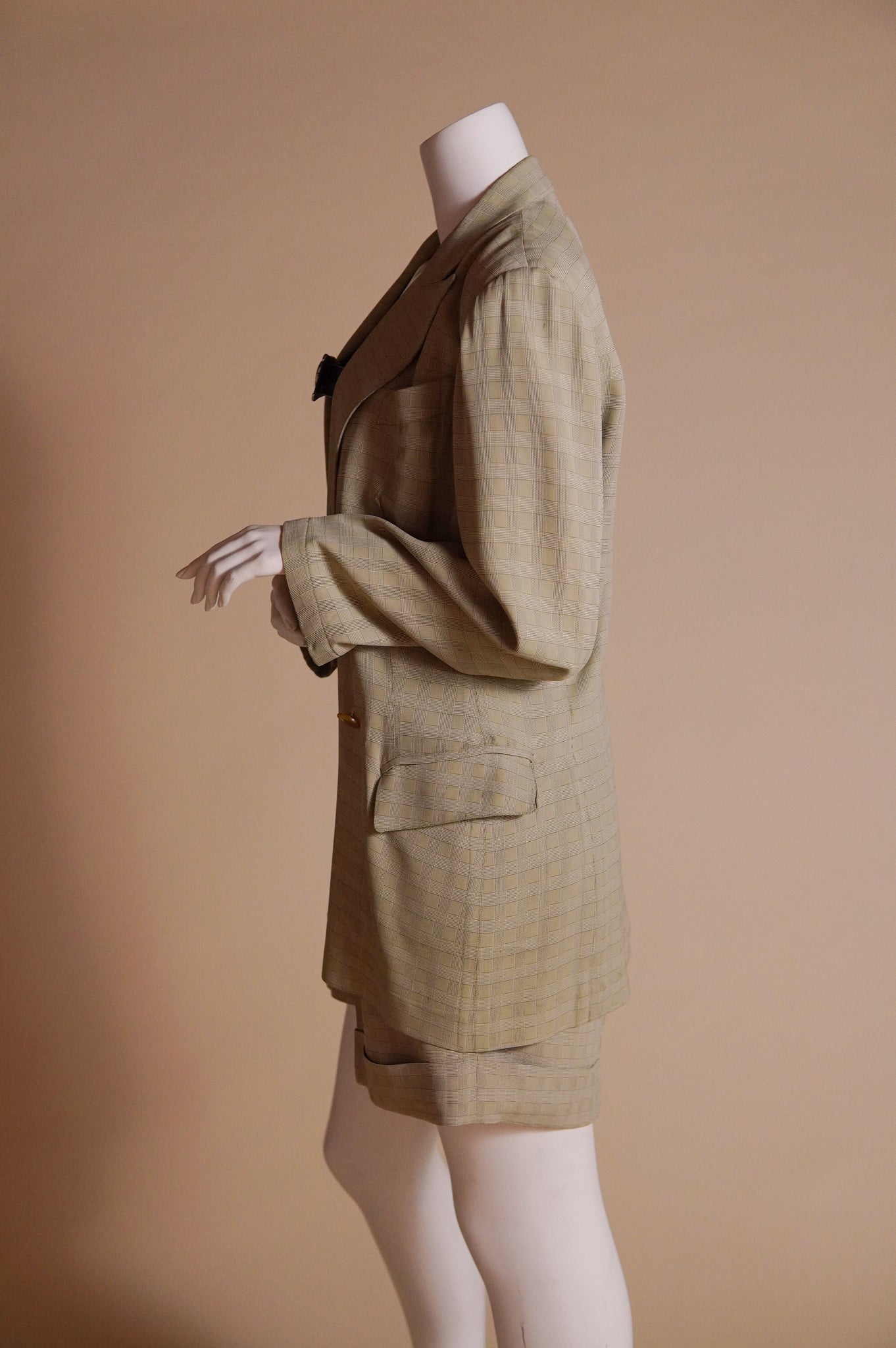 S/S 1993 Jean Paul Gaultier rare runway museum worthy short suit jumper with suspenders - XS/S/M